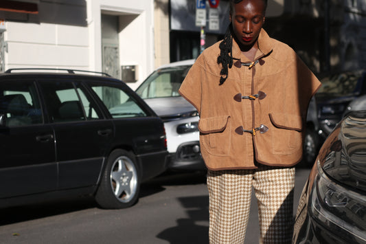 Vintage Corduroy Cape Jacket | 70s Camel Tan Poncho Coat