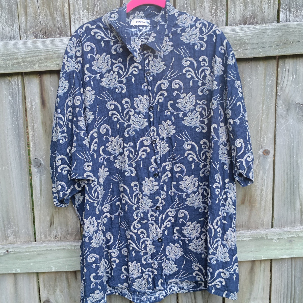 Votprove Blue Floral Short Sleeve Button Shirt - Size XXL