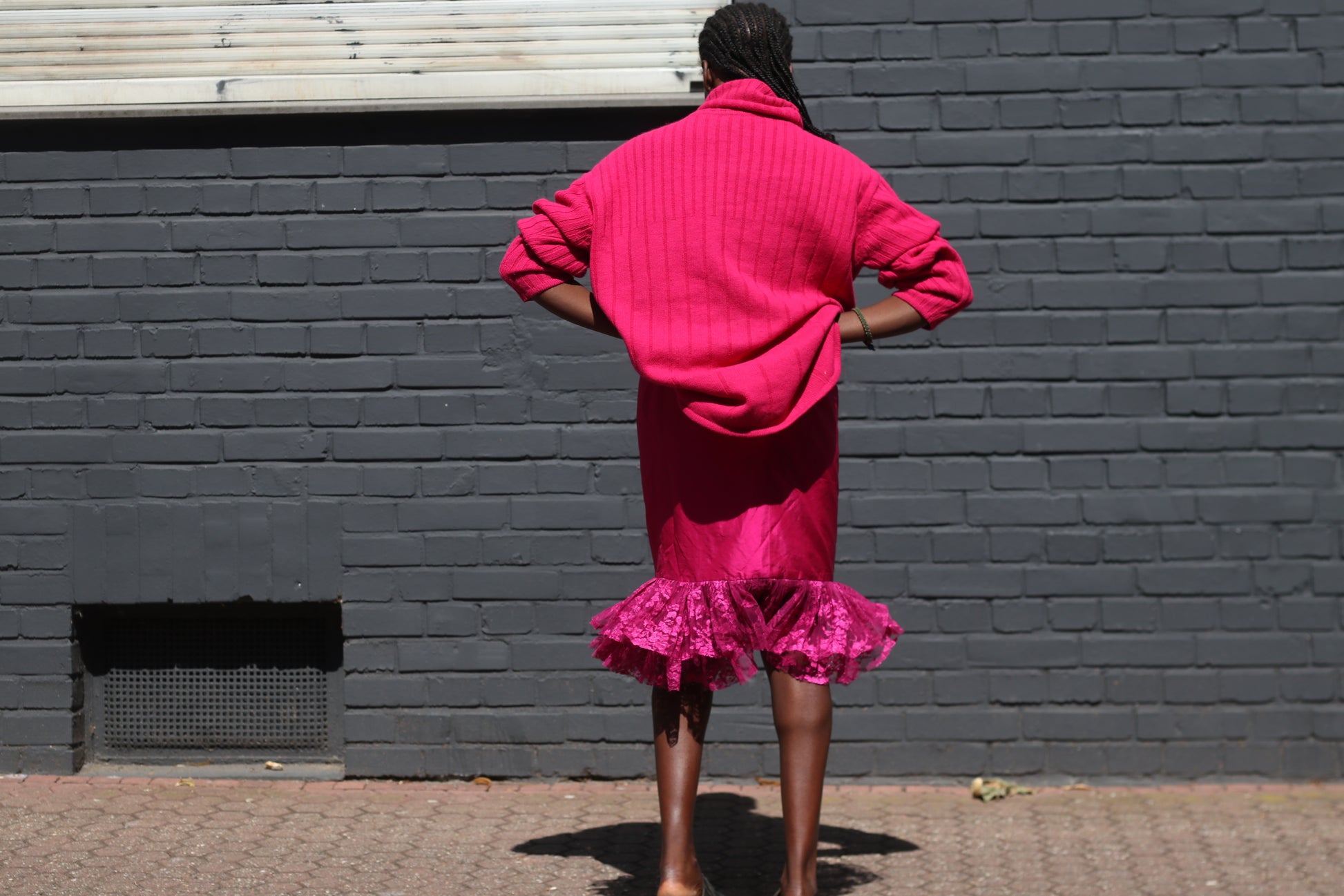 Vintage Pink Turtleneck Sweater Dress | 90s Oversized Knit Jumper