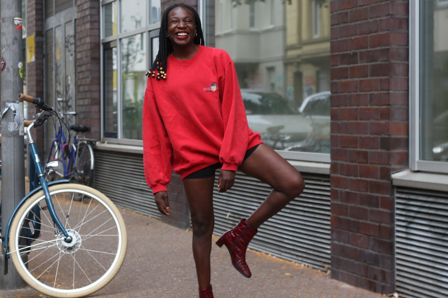 Vintage Chevignon Sweatshirt - 90s Red Graphic Crewneck Jumper