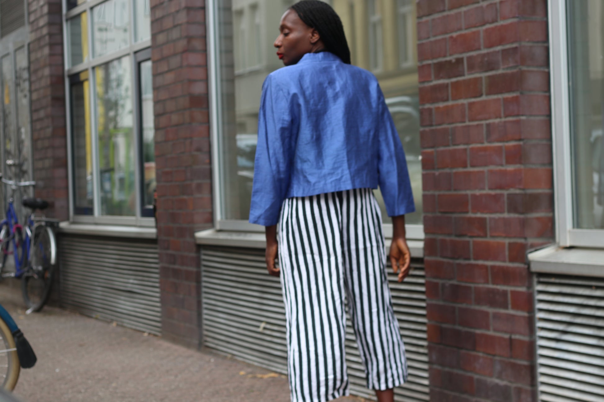 Vintage Linen Jacket Blue Cropped Blazer 90s Minimalist Linen Blend Shirt Top 42