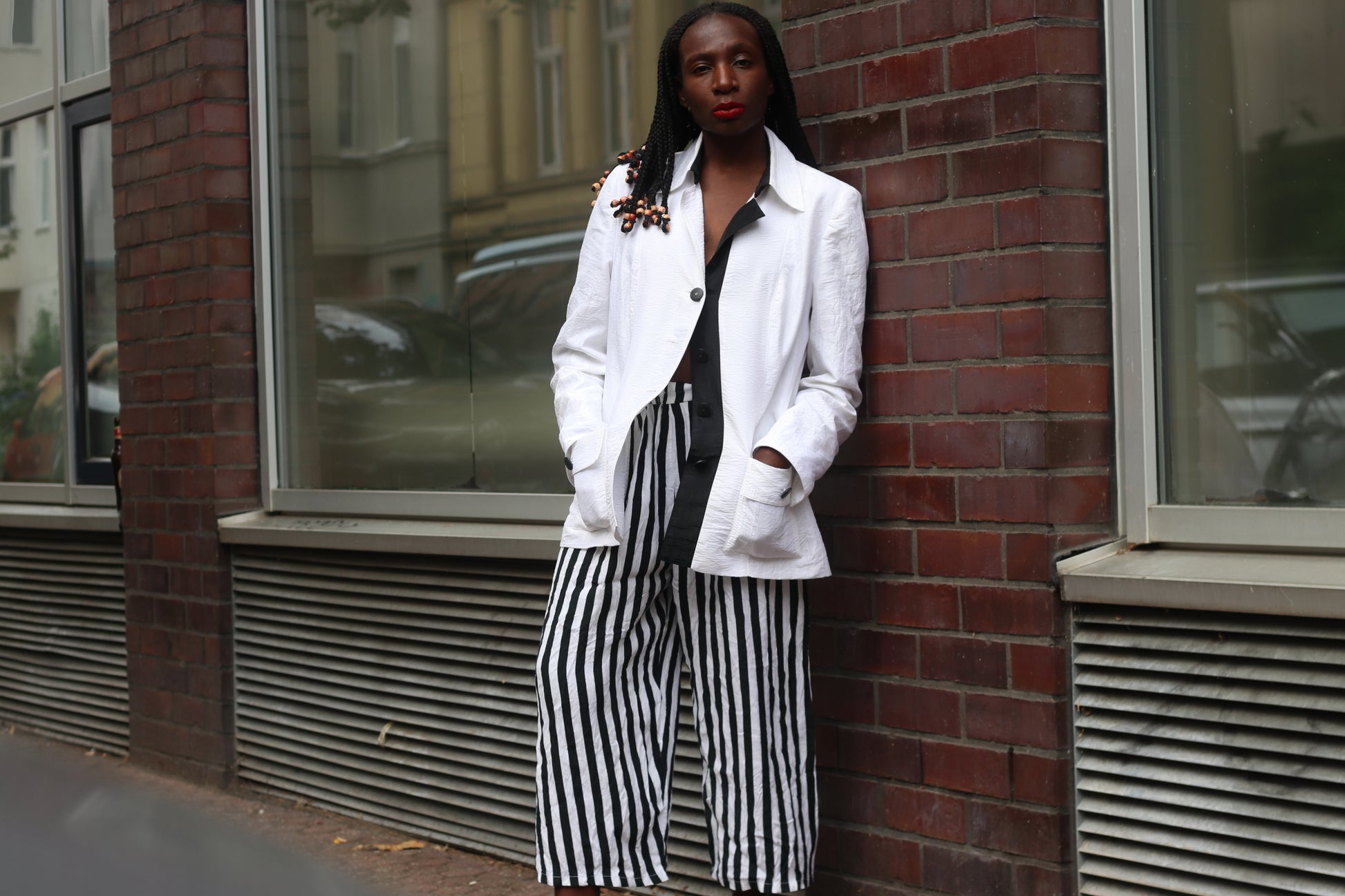 Gabi Garske Vintage 1980s White Crinkle Blazer Berlin Designer Avant Garde Jacket