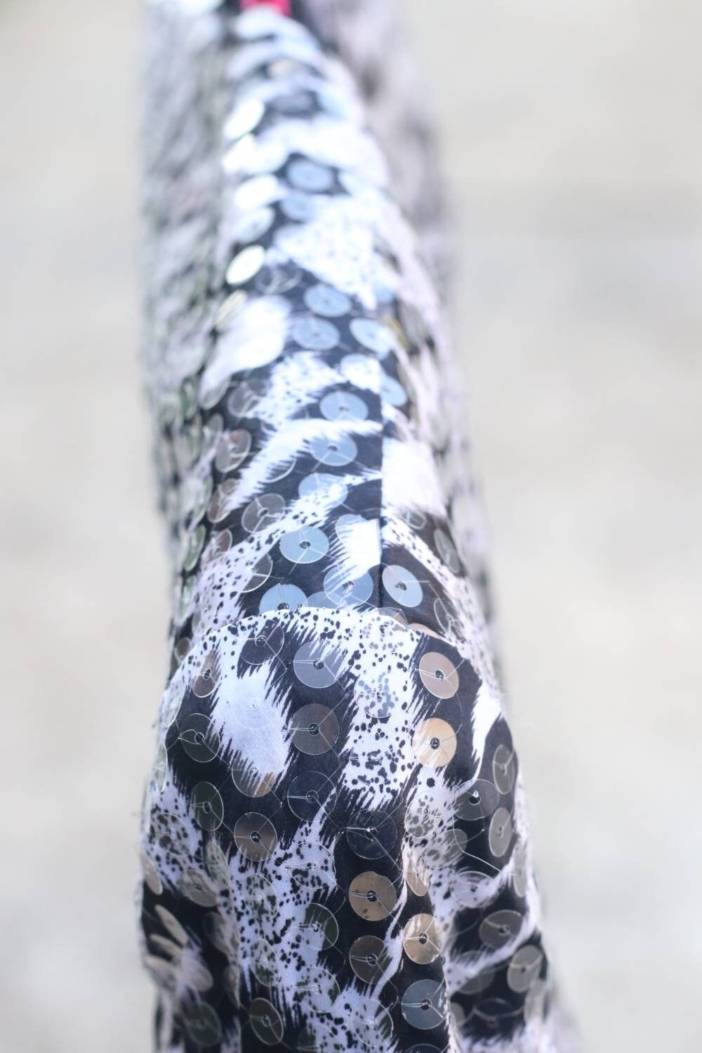 Vintage 90s Sequin Blazer Karen Laurence Animal Print Black Evening Jacket S/M