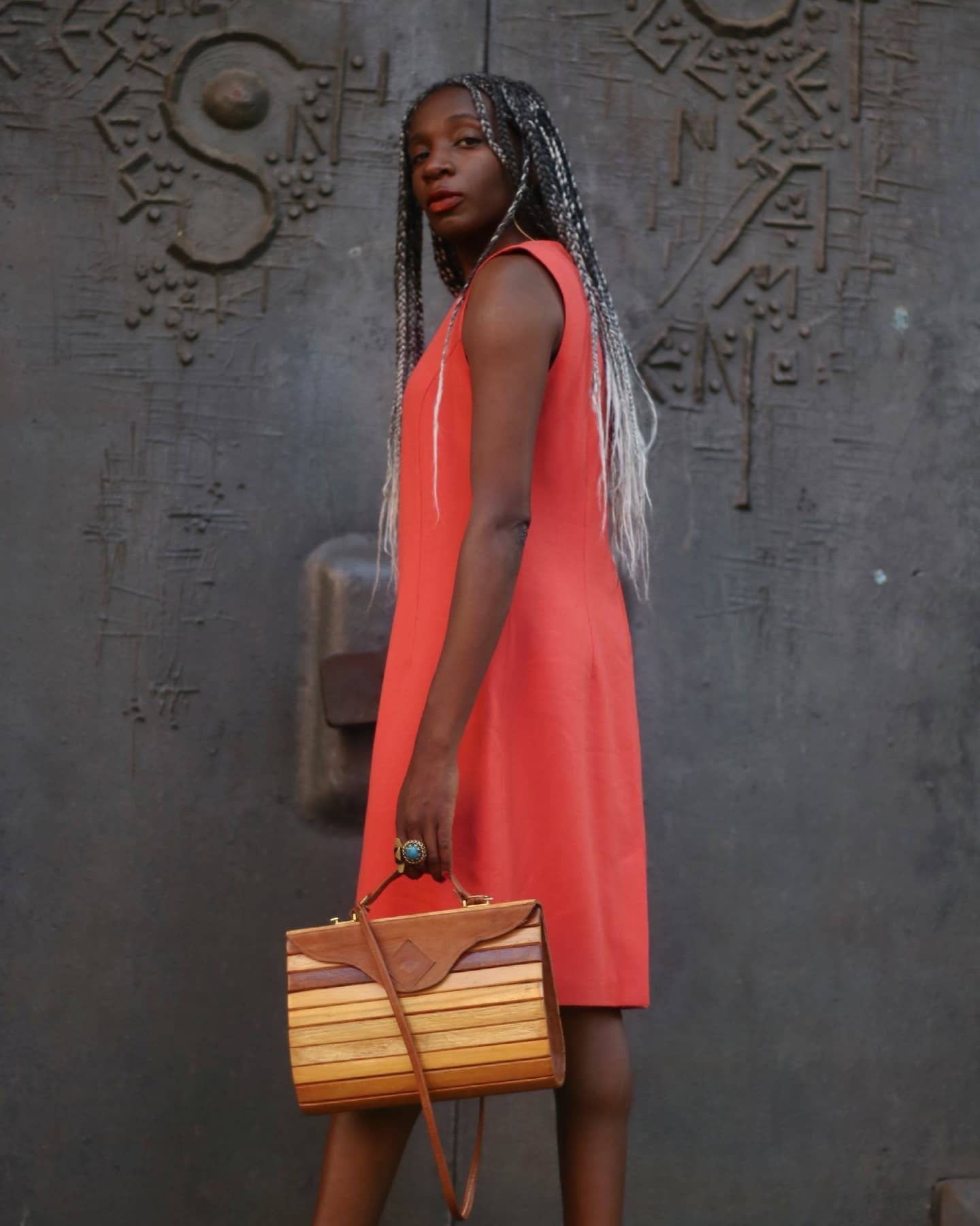 Signe incognito 80s Cotton Dress in Orange| Vintage Sleeveless Classic Dress|