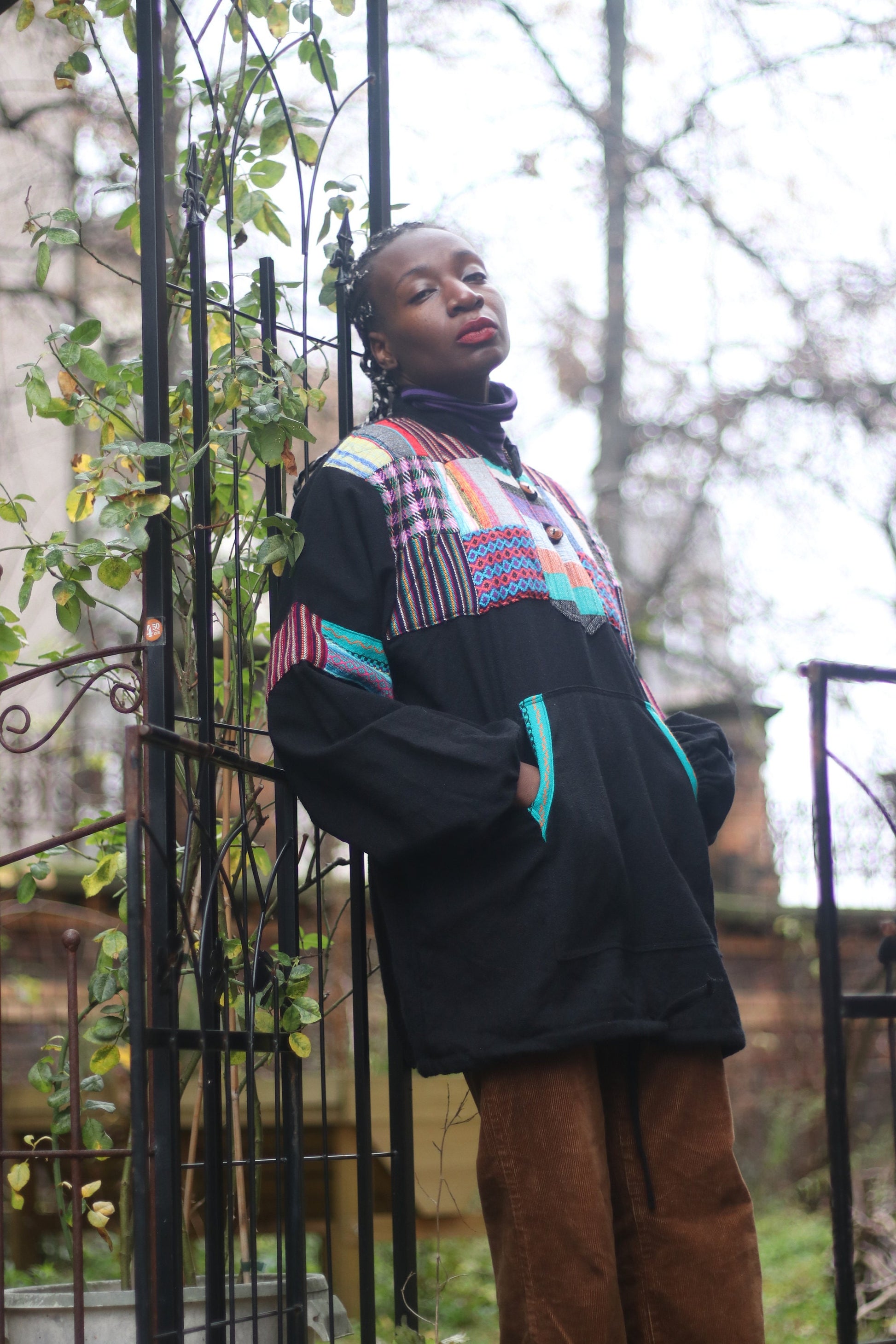 Vintage Bohemian Chic oversized Sweater | Made in Ecuador multicolored Ethno Chic Design |