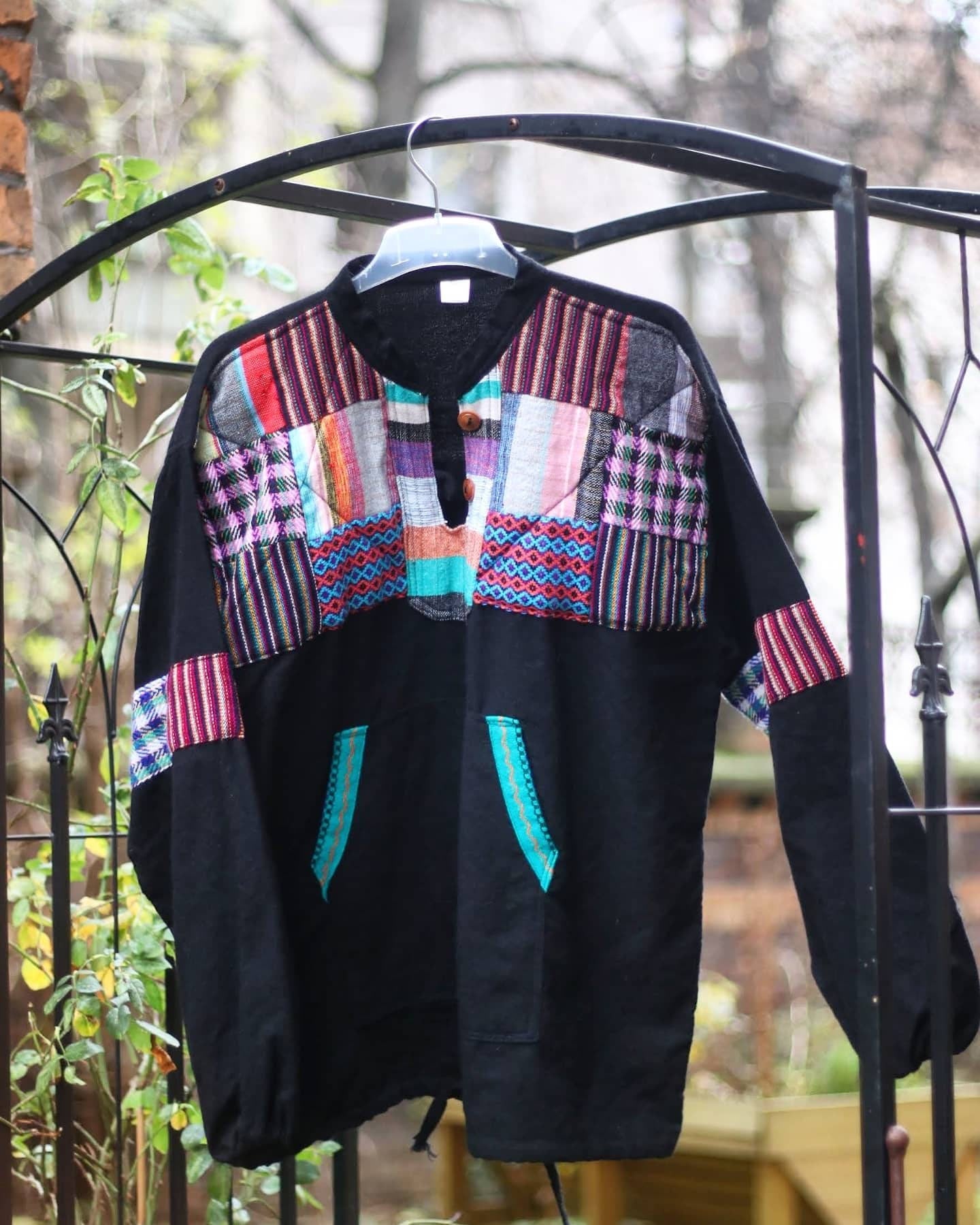 Vintage Bohemian Chic oversized Sweater | Made in Ecuador multicolored Ethno Chic Design |
