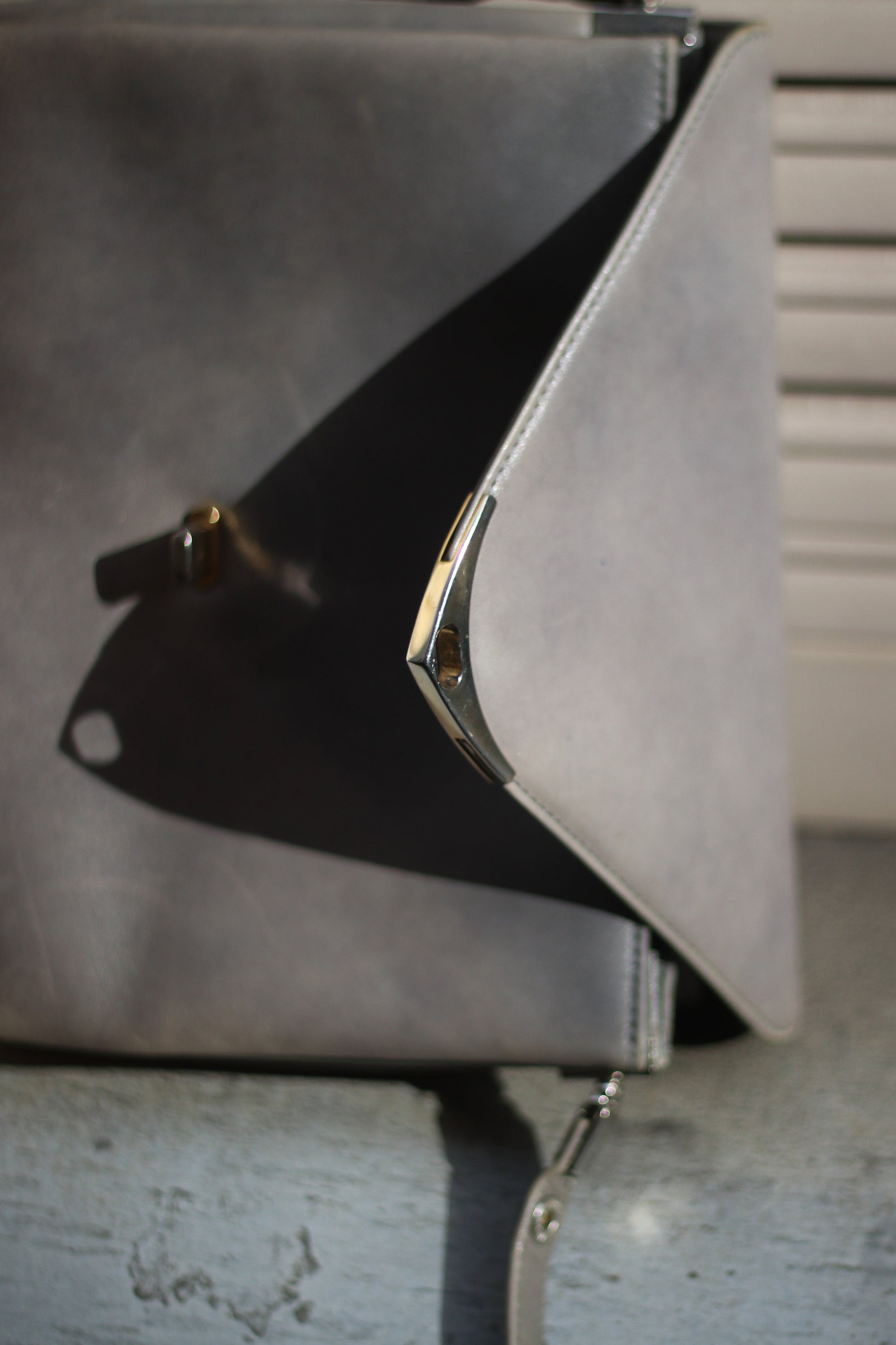 70s Leather Handbag| Vintage Classic Nierhaus Grey Minimalist Shoulderbag