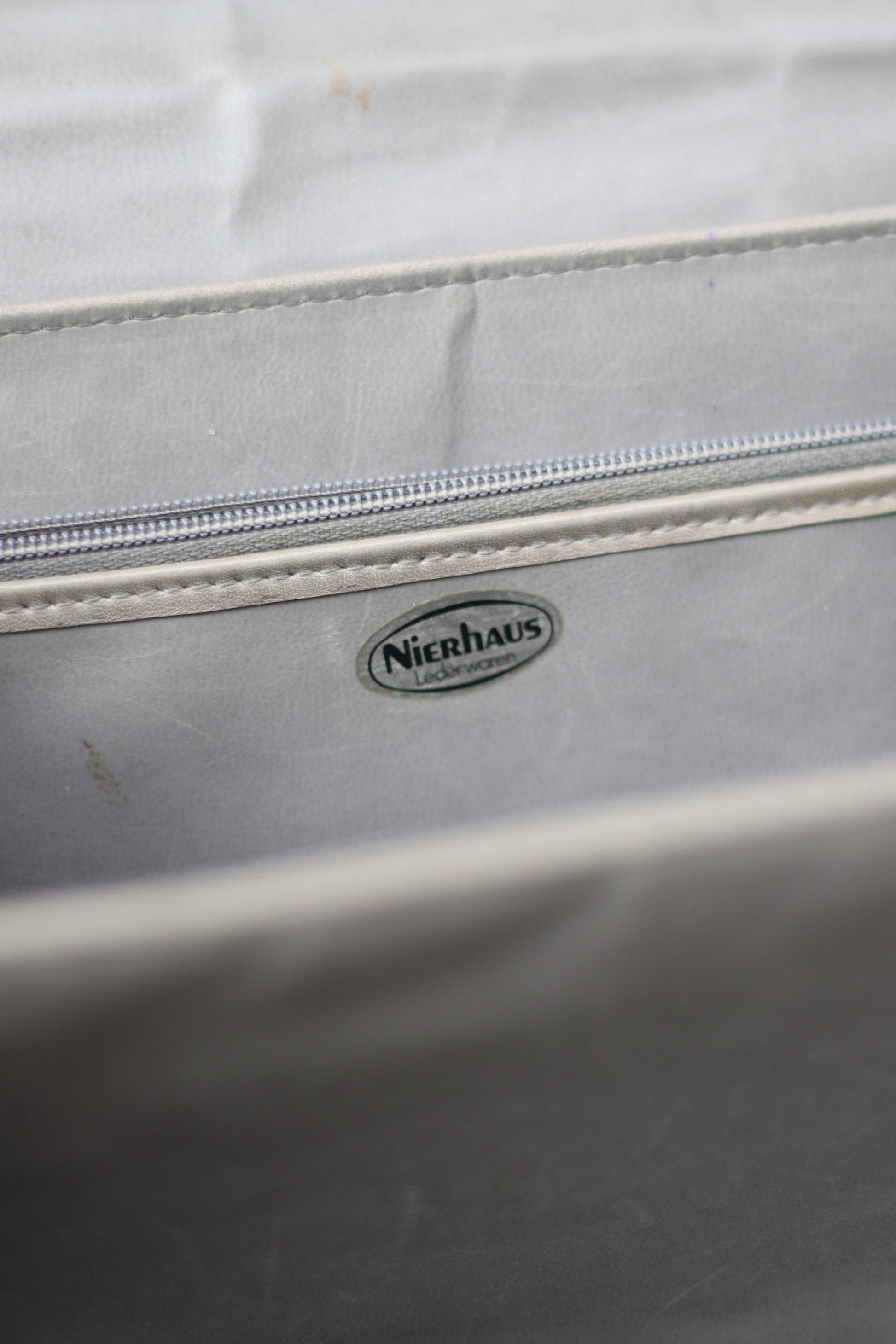 70s Leather Handbag| Vintage Classic Nierhaus Grey Minimalist Shoulderbag