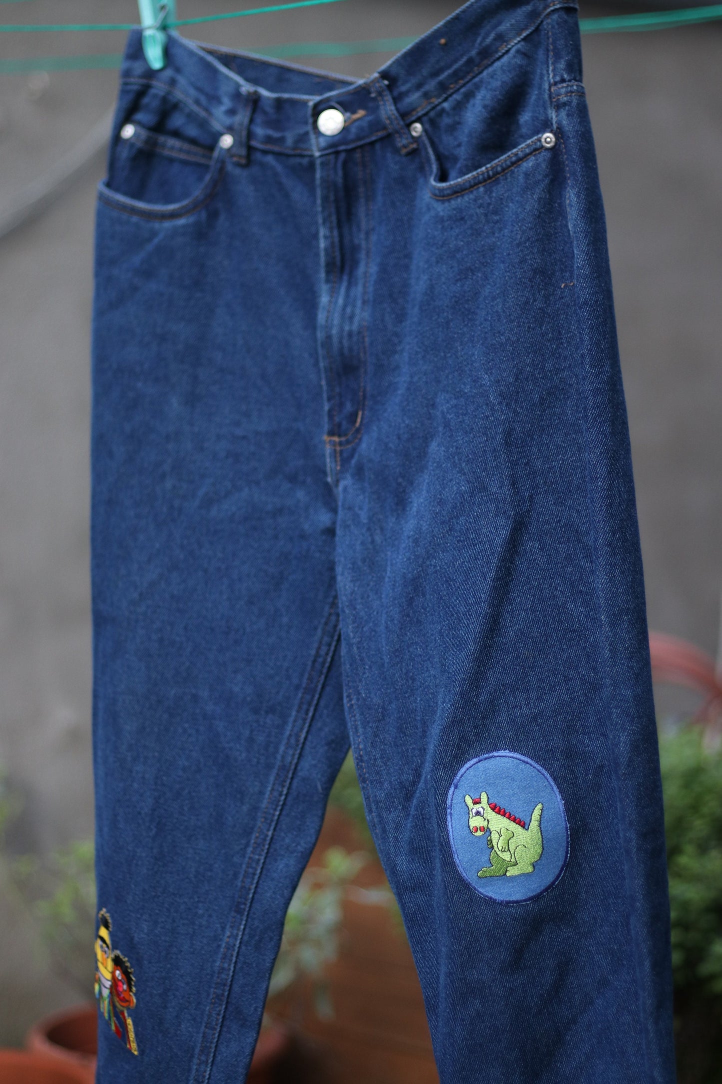 Vintage Identic denim | y2k upcycled denim with cool patches| Vintage blue jeans with quirky details