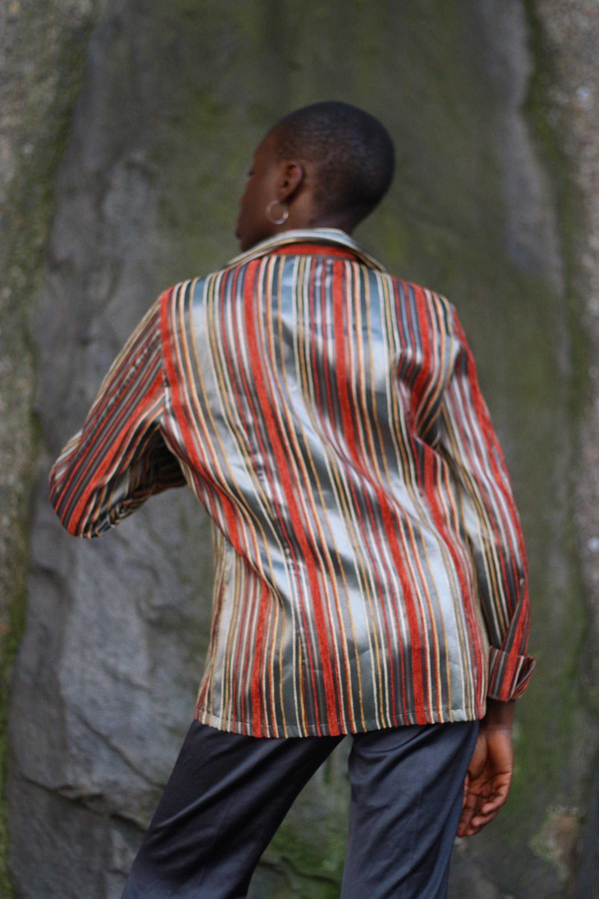 y2k Canda blazer Striped multicolored| long sleeved after dark glamorous red and grey blazer
