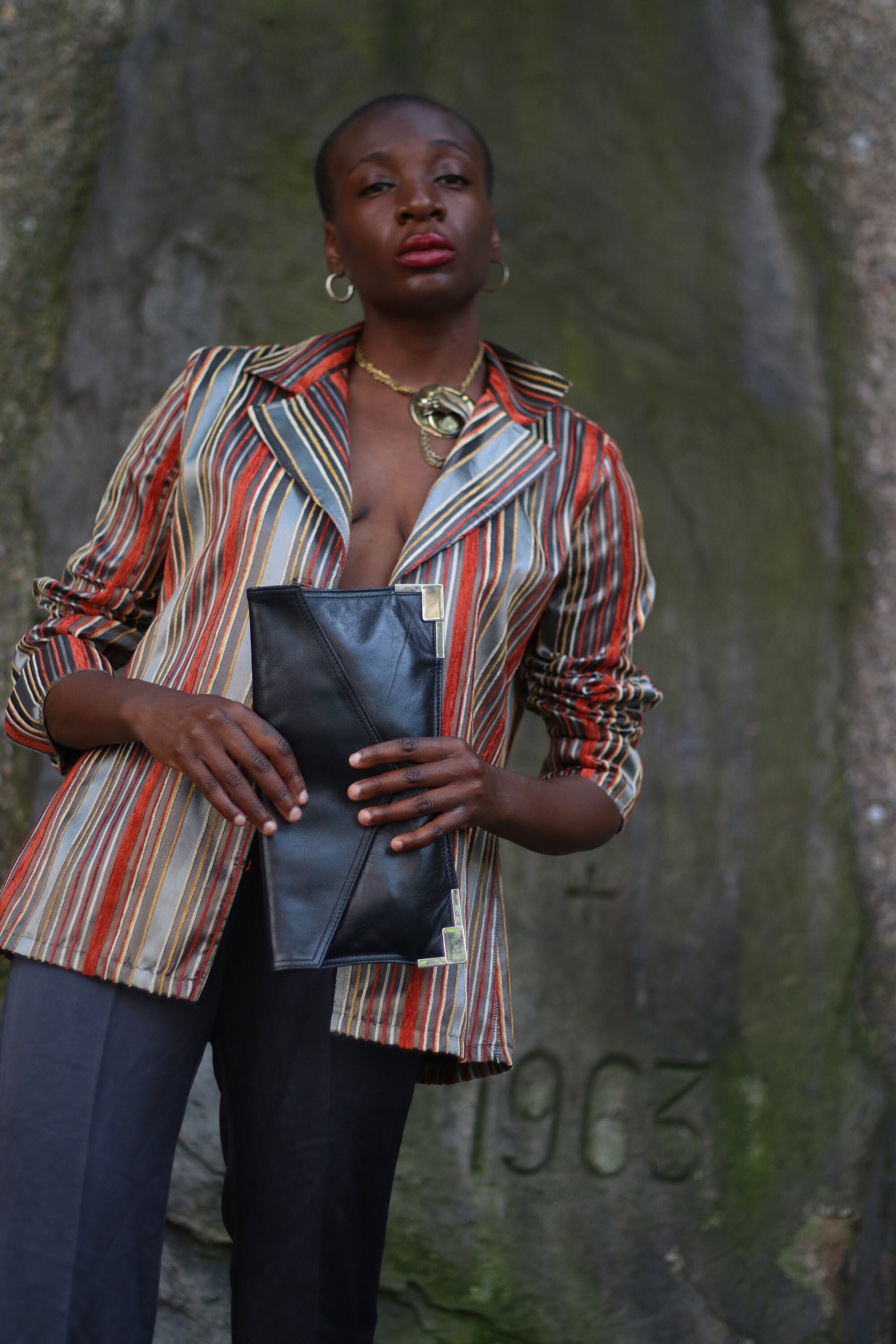y2k Canda blazer Striped multicolored| long sleeved after dark glamorous red and grey blazer