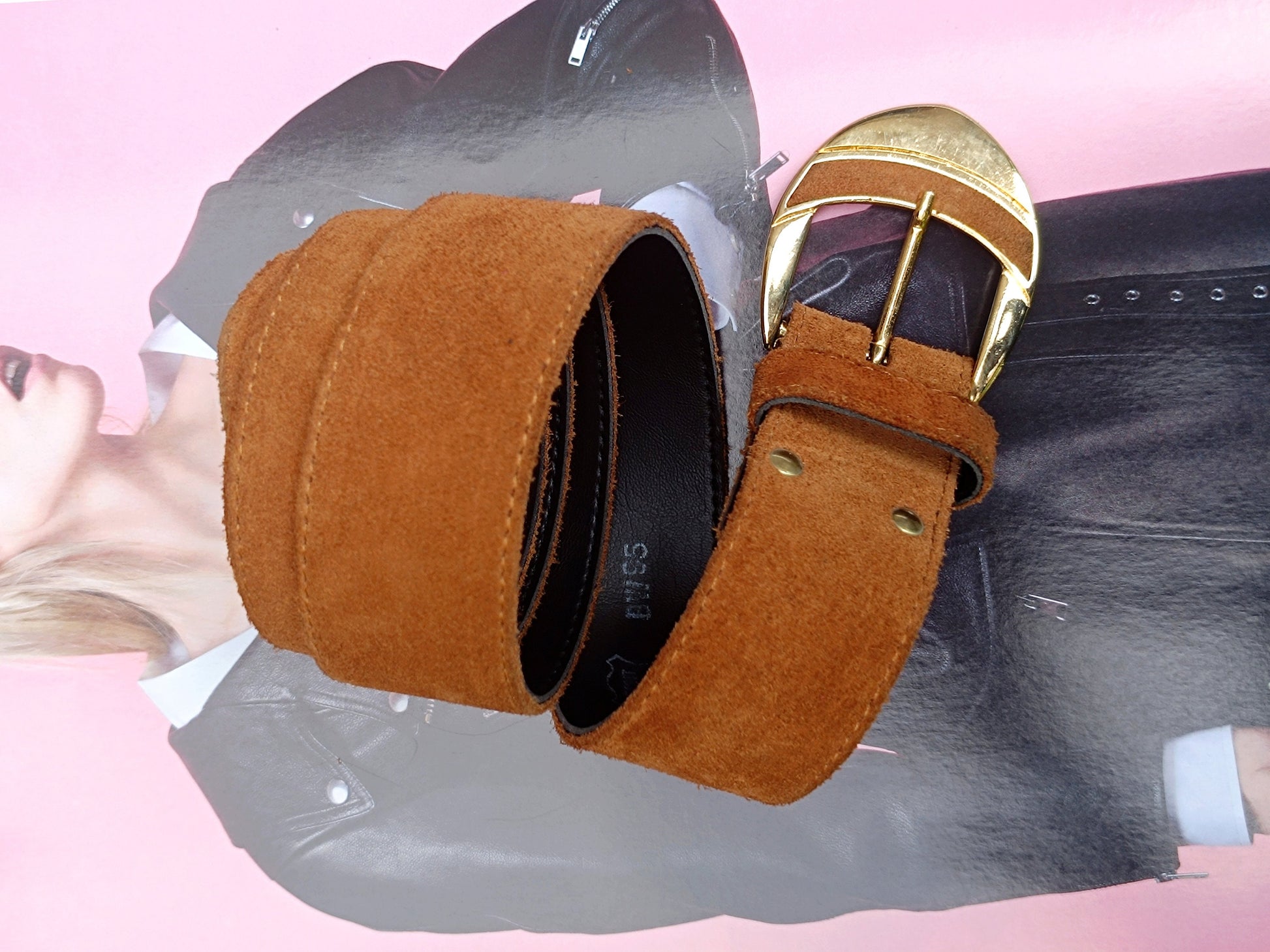Vintage 90s Brown Suede Belt | Minimalist everyday capsule wardrobe belt| Classic Elegant belt with statement buckle