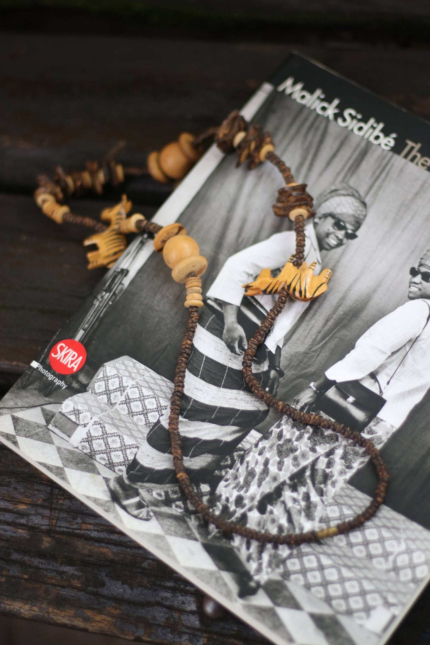 Vintage Afro Inspired Necklace with Statement wooden pieces | African Inspired Unique wooden necklace with animal print