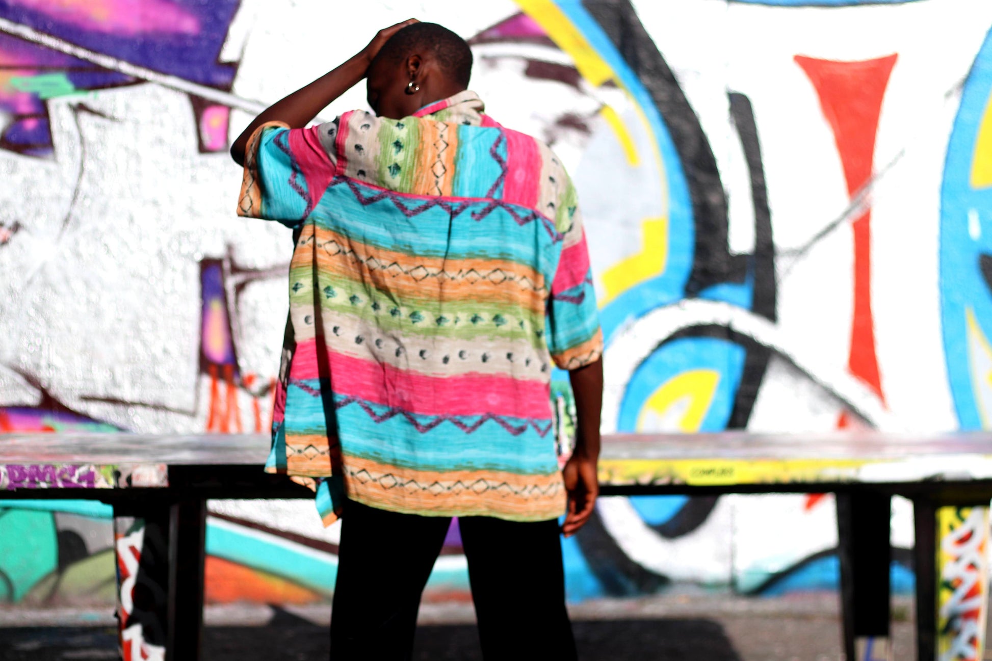 Vintage Alfred Dunner Blouse| 90s Crazy Print Shirt| Chevron multicolored print shirt | Unisex red and blue street style design
