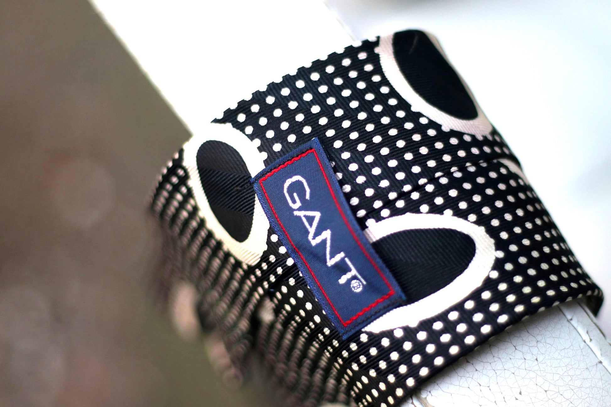 80s Gant Silk Tie | Vintage polkadotted necktie in black and white| Quirky unisex office wear