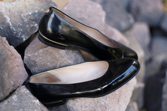 80s Franco Fortini Ballerinas| Vintage Black Flats |Minimalist feminine capsule wardrobe shoew