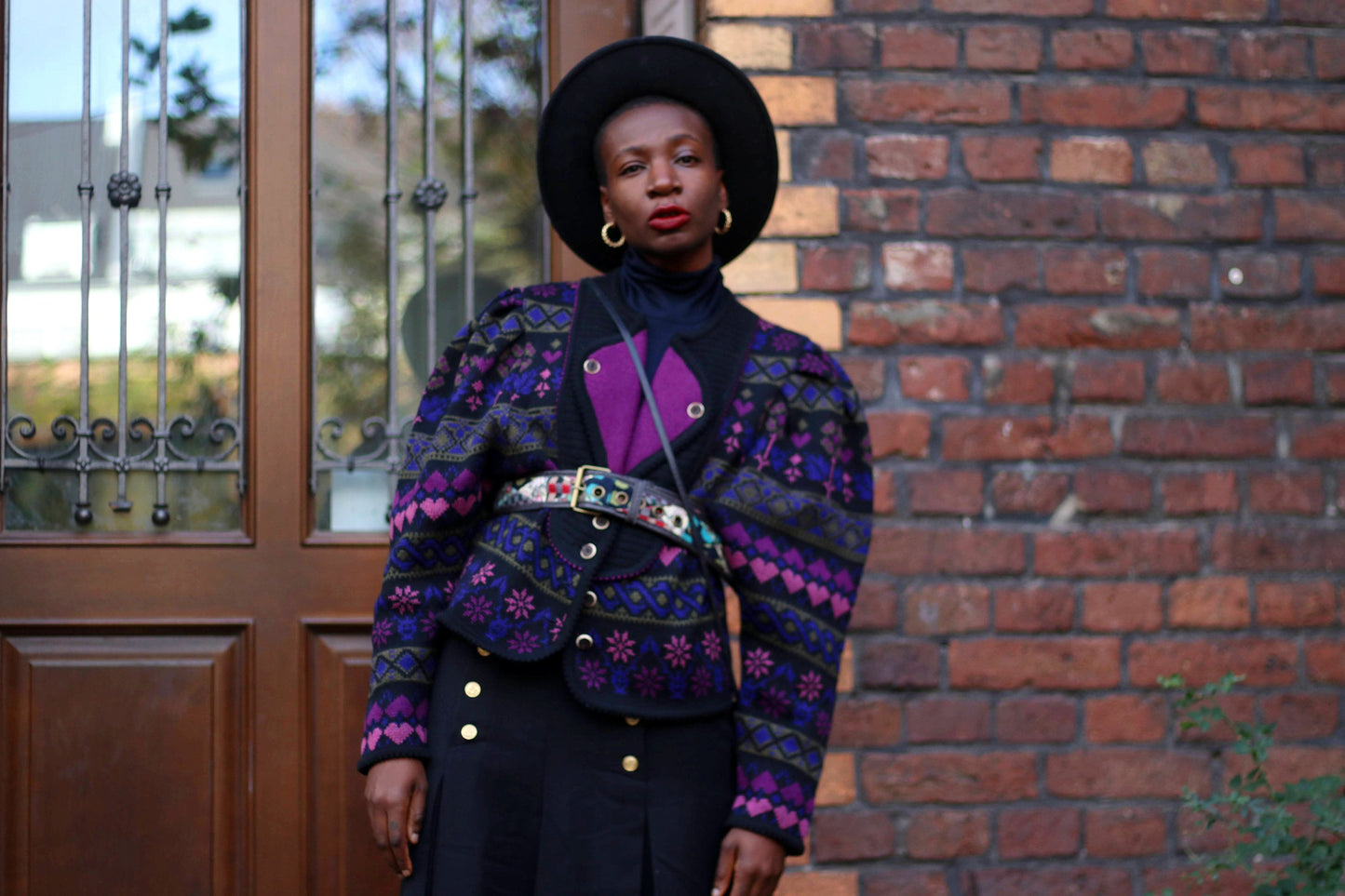 80s Wesenjak Tirol Cardigan| Vintage Rare Women Tyrol Wool Cardigan Jacket| Heart Print Winter Sweater| Size D44, IT48