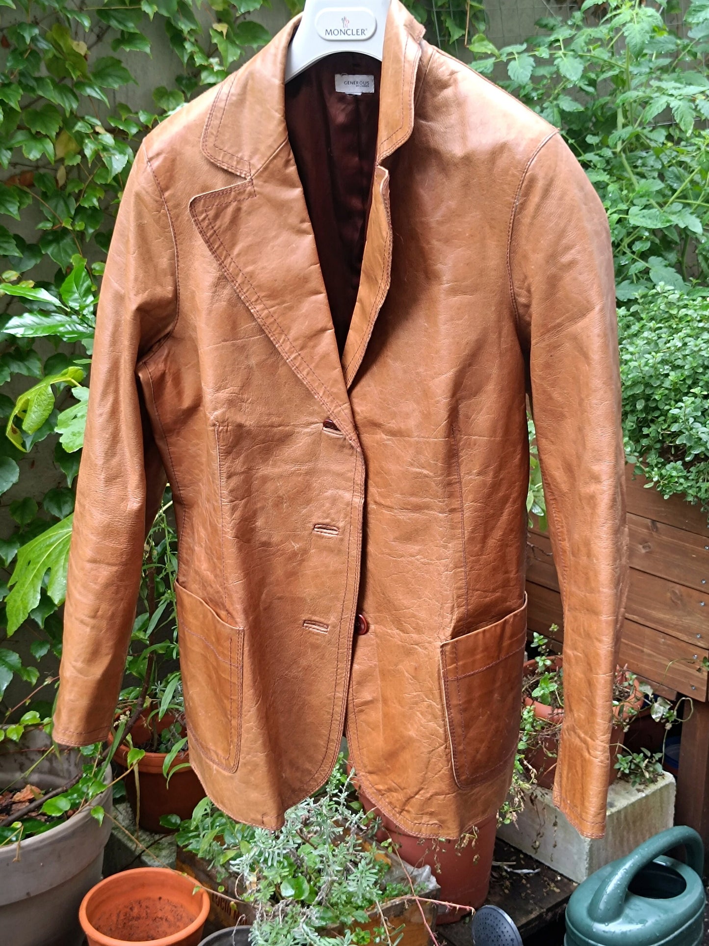 90s Leather Jacket| Vintage Generous by lindex leather blazer| Minimalist light brown Leather coat| Timeless Purist leather design