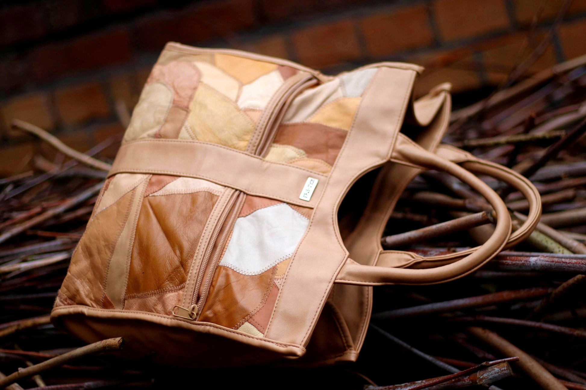 70s Leather Patchwork Top Handle Bag: Vintage Bohemian Handbag