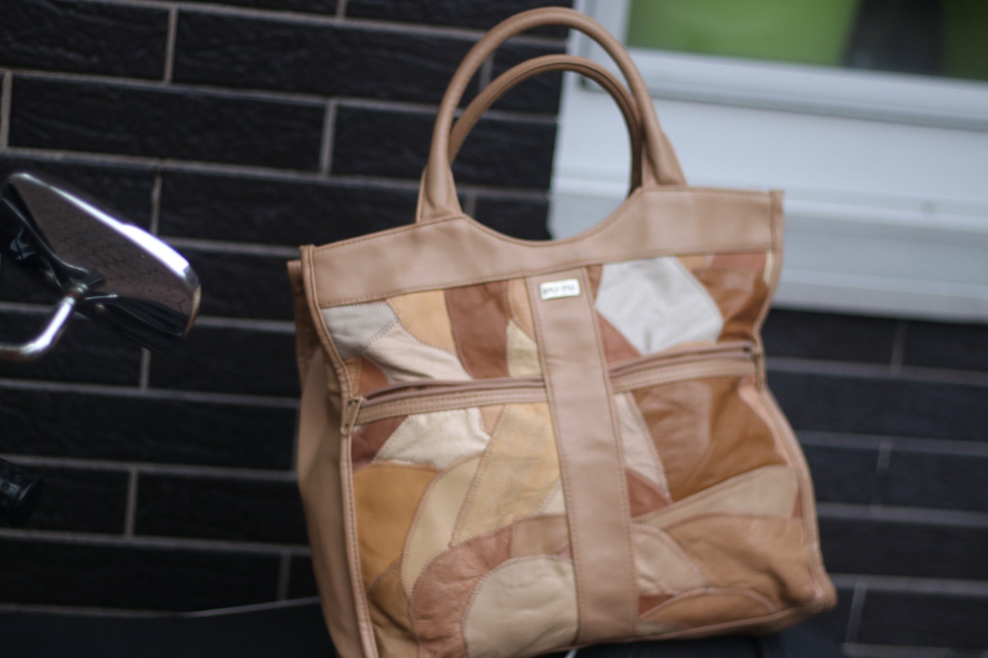 70s Leather Patchwork Top Handle Bag: Vintage Bohemian Handbag