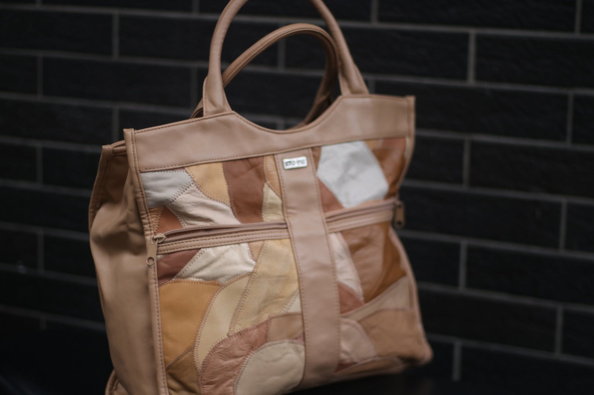 70s Leather Patchwork Top Handle Bag: Vintage Bohemian Handbag