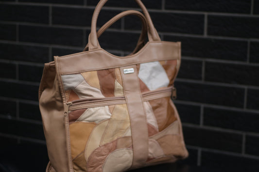70s Leather Patchwork Top Handle Bag: Vintage Bohemian Handbag