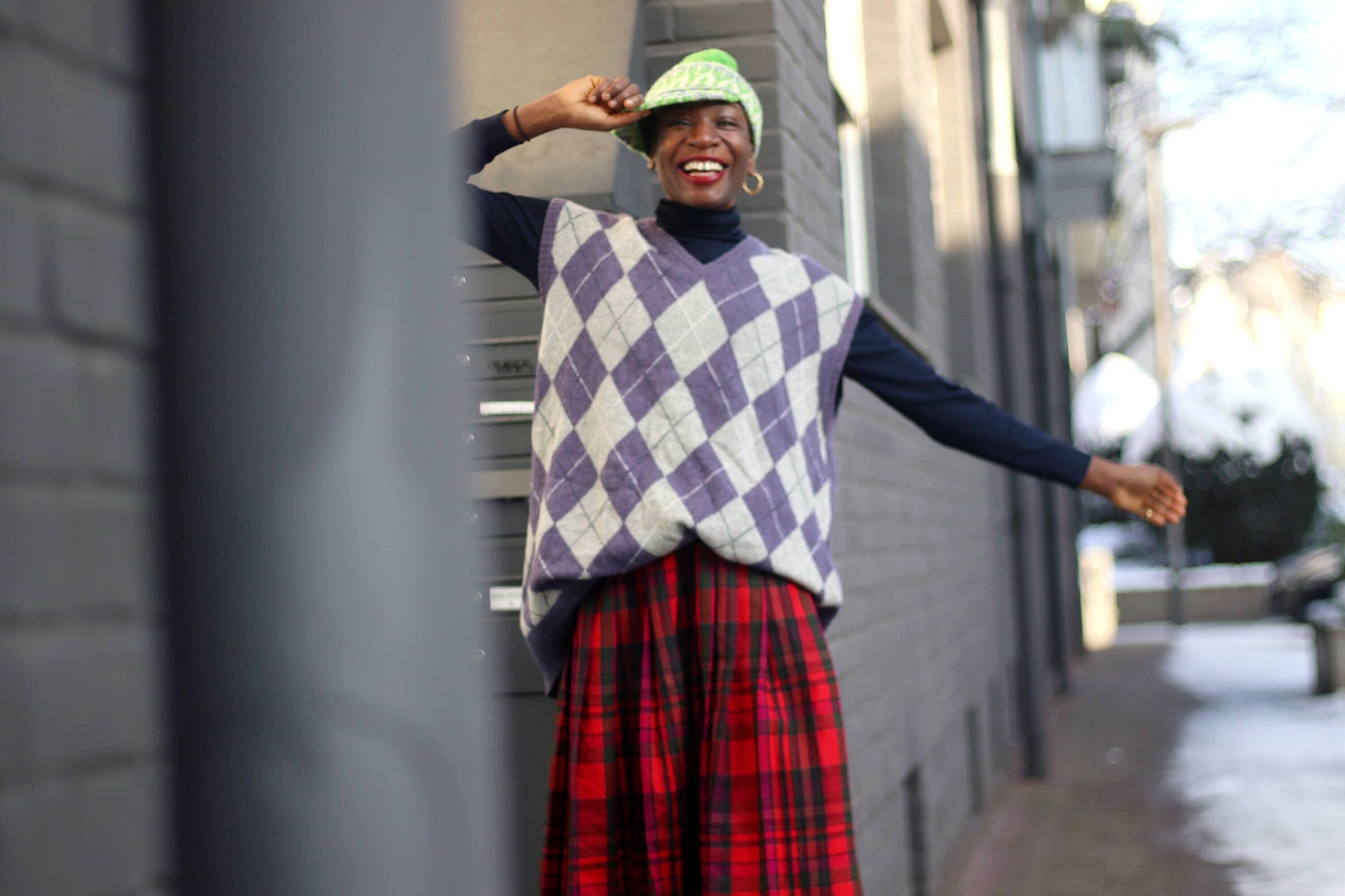 90s Argyle Print Vest| Vintage Wool Blend Unisex Vest| Preppy Chic Purple Vest