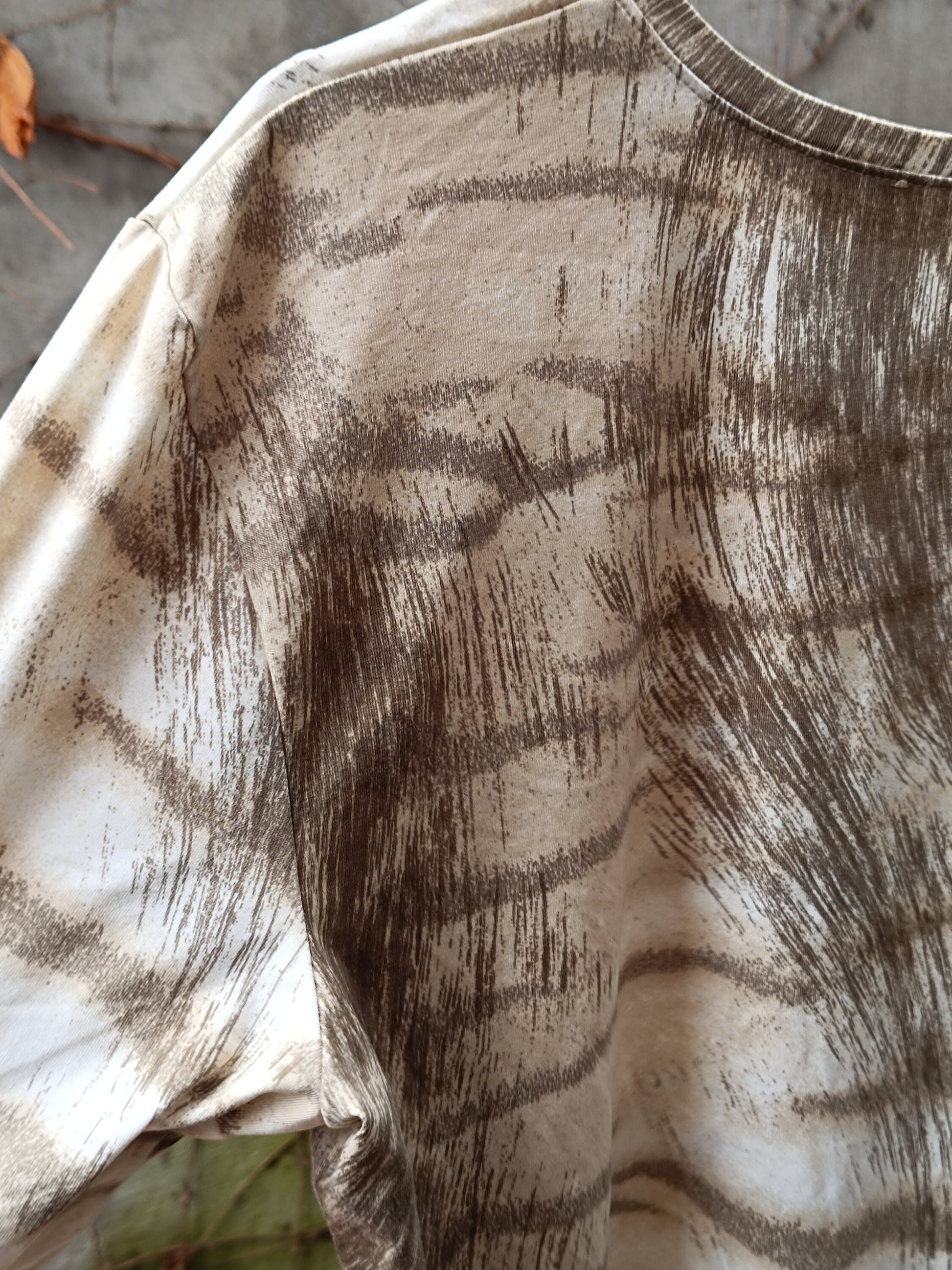 90s Vintage Animal Print Top: Ombre Short Sleeve Blouse