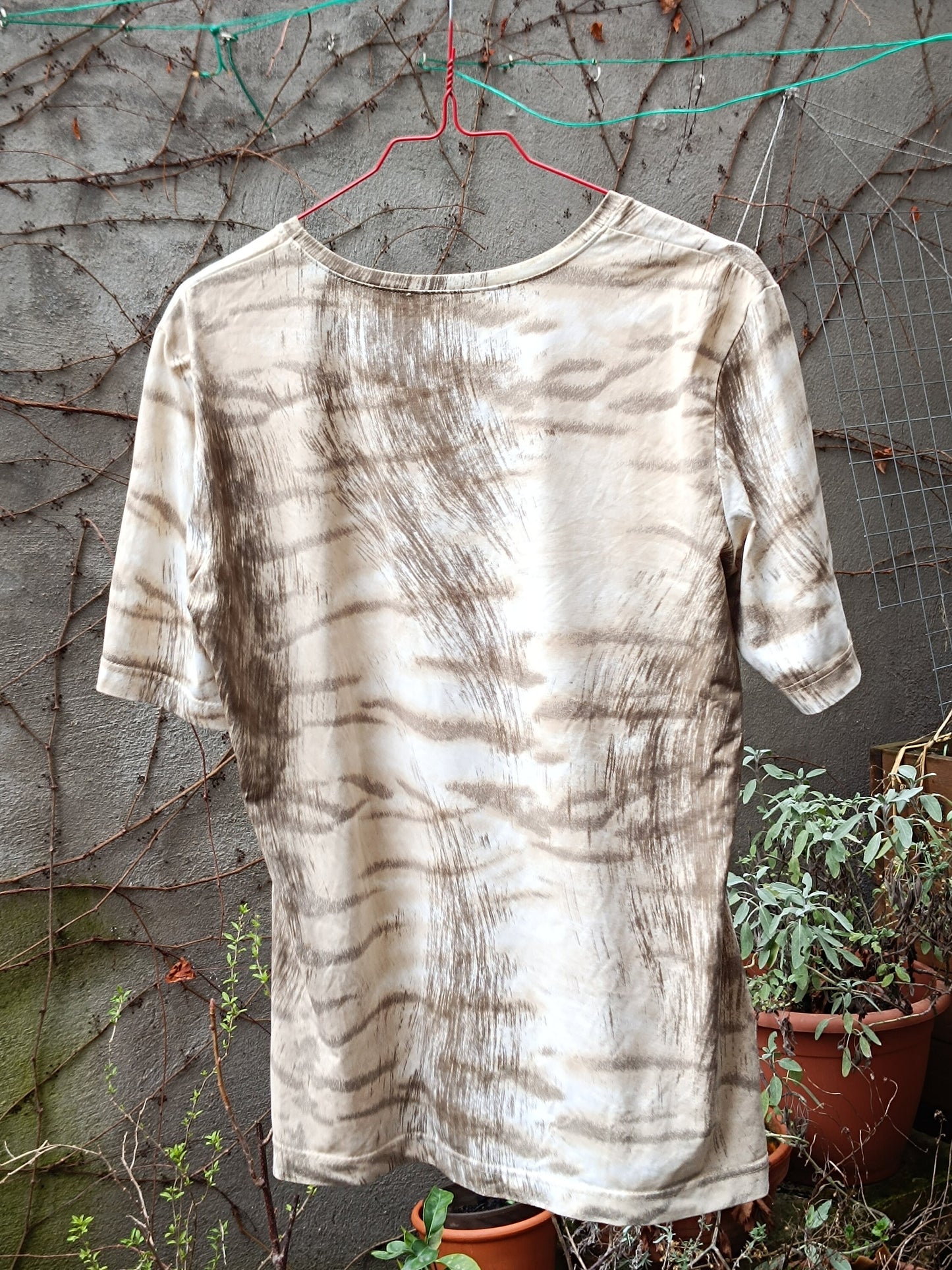 90s Vintage Animal Print Top: Ombre Short Sleeve Blouse