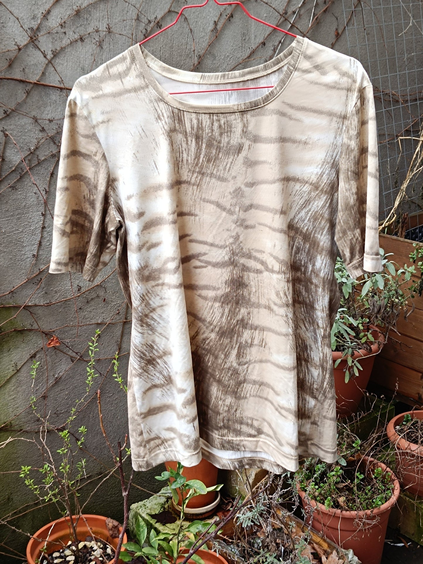 90s Vintage Animal Print Top: Ombre Short Sleeve Blouse