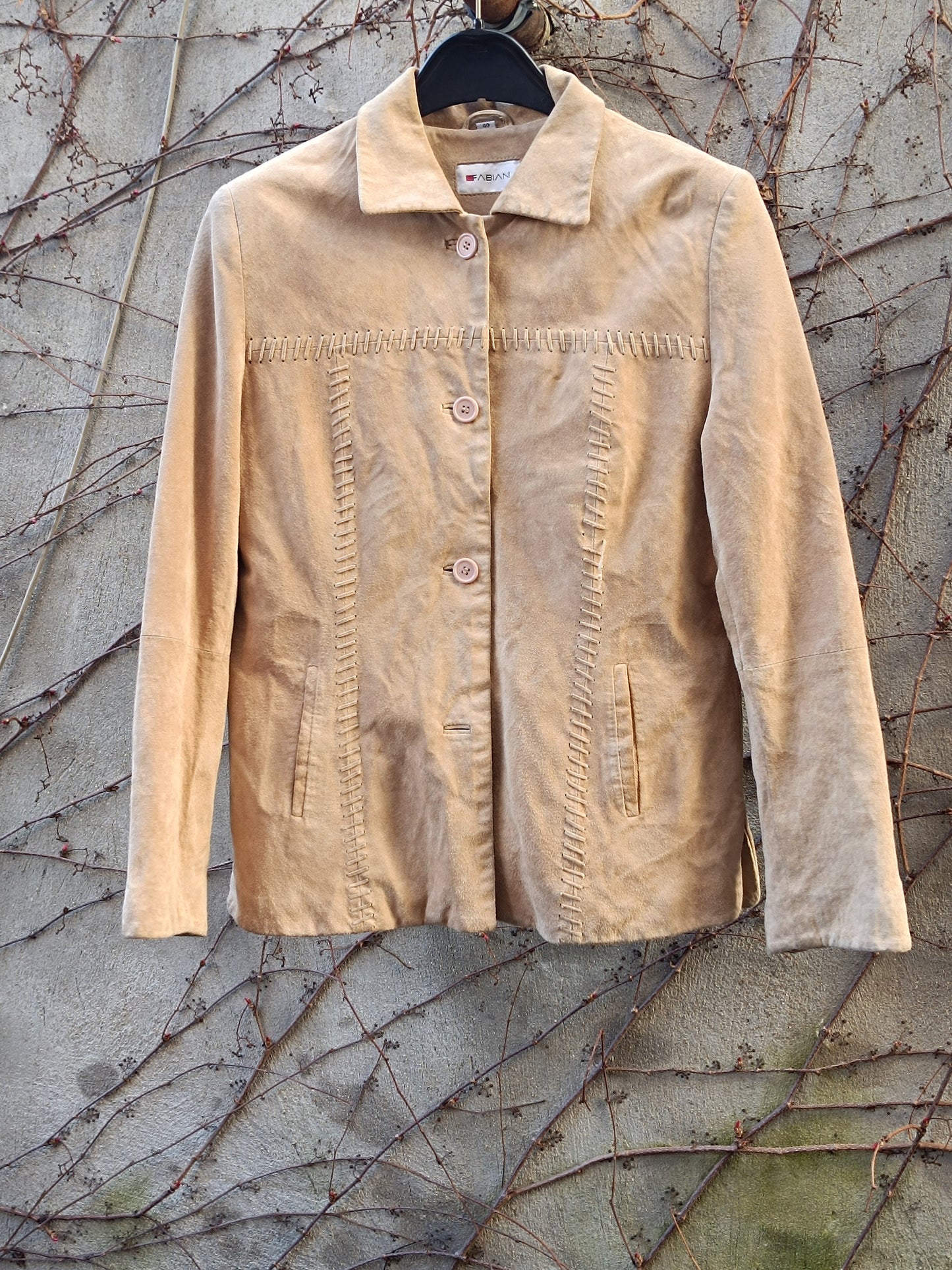 Vintage Beige Suede Jacket (Size S)| 90s Fabiani Soft Genuine Suede Minimalist Coat| Western Inspired Cowgirl Layering Piece Outerwear