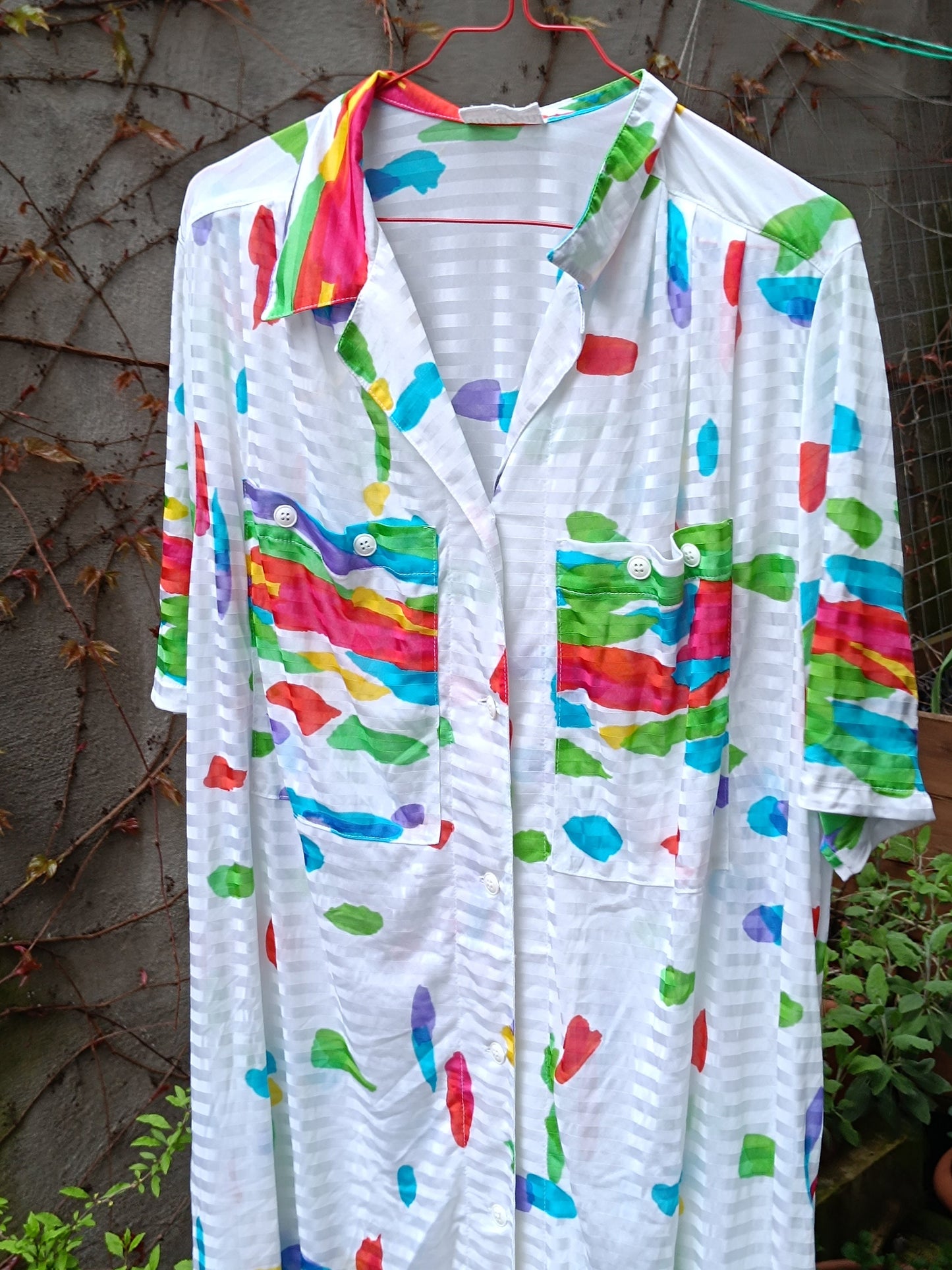 Vintage 80s Floral Print Shirt Dress - Oversized Summer Maxi