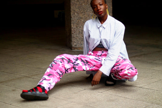 y2k Pink Camo Cargo Pants| Vintage Army inspired Camouflage Trousers| Women's Street style Pants