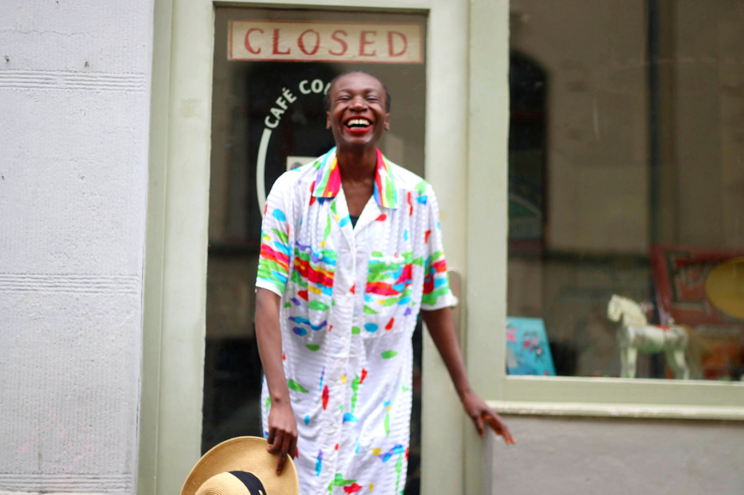 Vintage 80s Floral Print Shirt Dress - Oversized Summer Maxi
