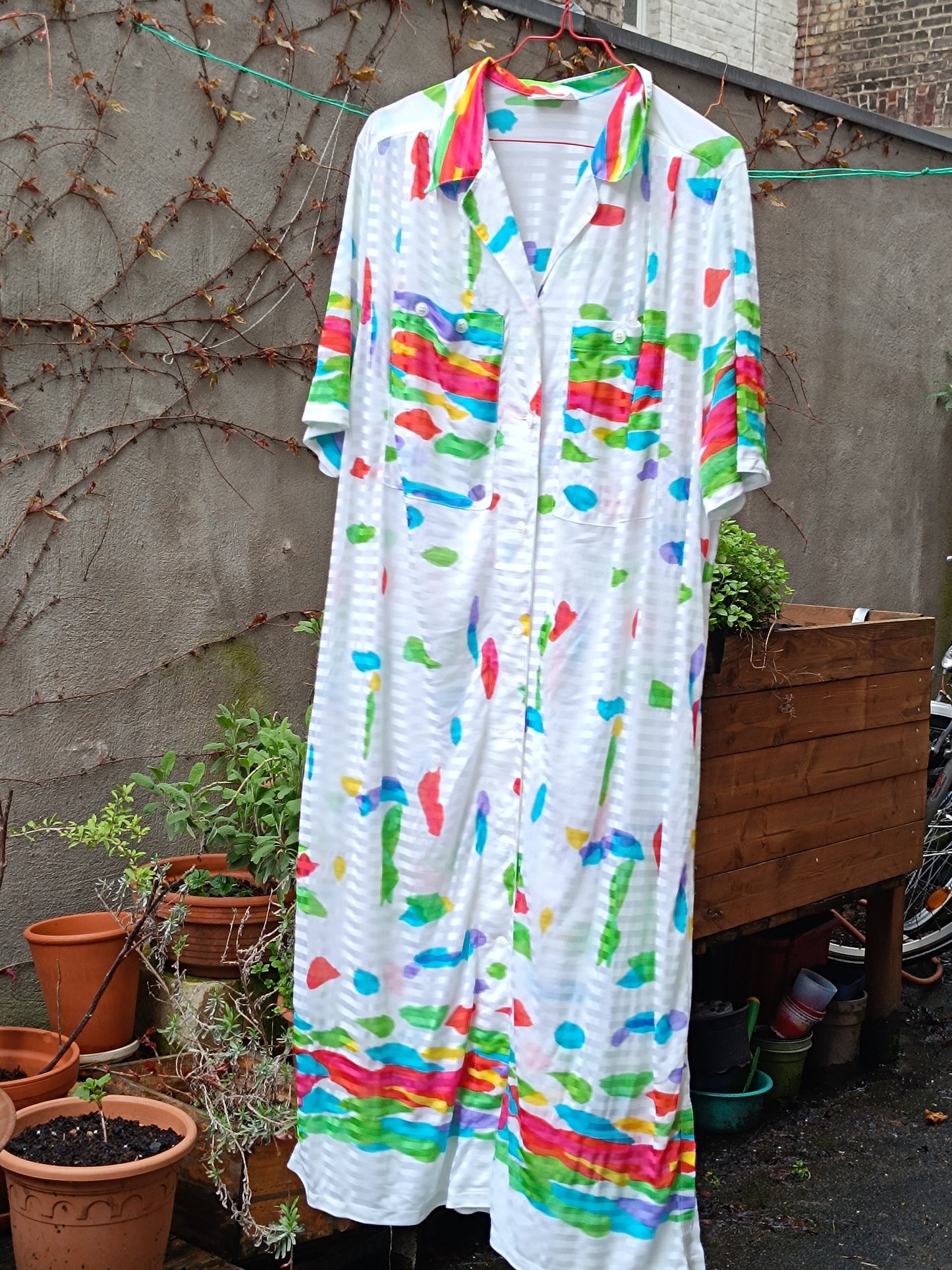 Vintage 80s Floral Print Shirt Dress - Oversized Summer Maxi