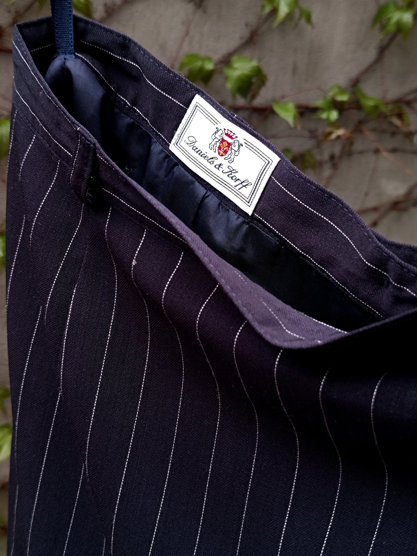 90s Pinstripe Wool Skirt: Vintage Daniels & Korff, Minimalist Workwear