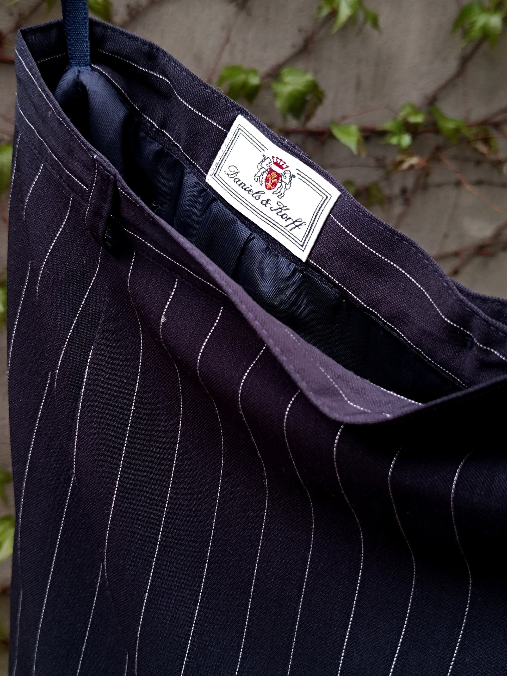 90s Pinstripe Wool Skirt: Vintage Daniels & Korff, Minimalist Workwear