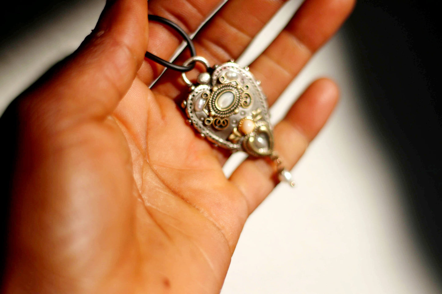 Vintage Michel Golan Necklace| Gothic gemstone Heart Shaped Jewelry|