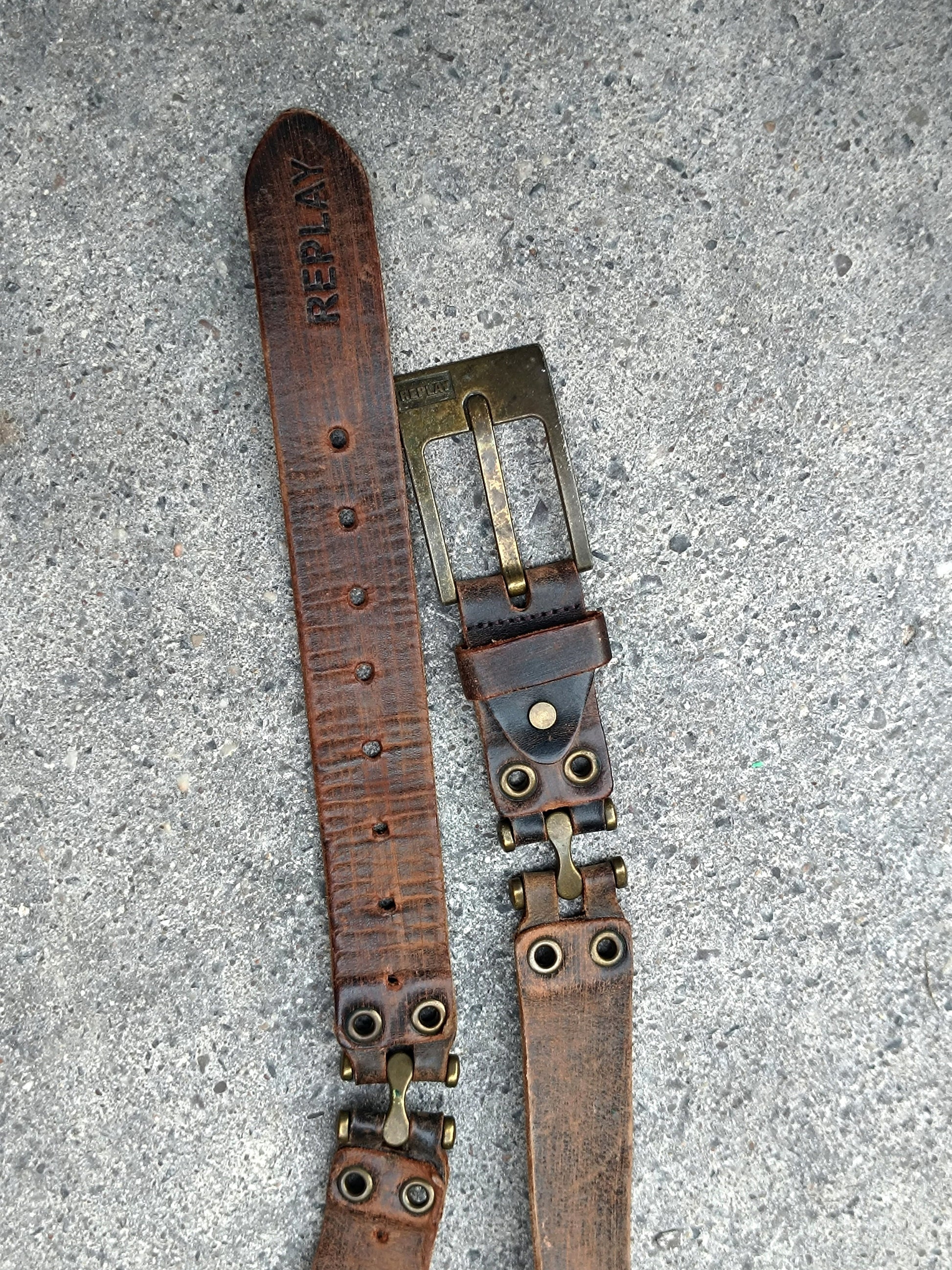 90s Replay Belt| Vintage Brown Leather Belt| Unisex Tough Luxe Leather Belt| Americana Boho Cowgirl