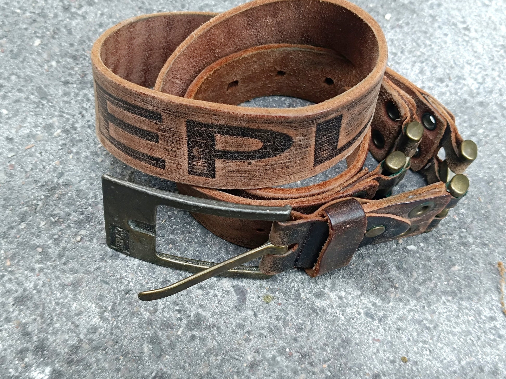 90s Replay Belt| Vintage Brown Leather Belt| Unisex Tough Luxe Leather Belt| Americana Boho Cowgirl