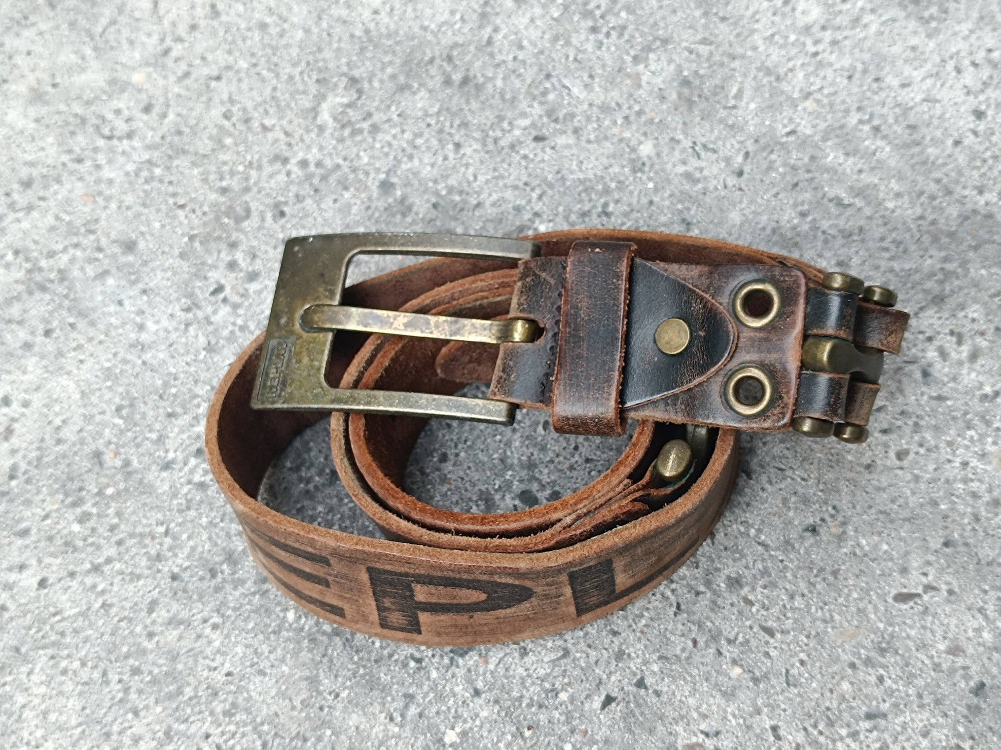 90s Replay Belt| Vintage Brown Leather Belt| Unisex Tough Luxe Leather Belt| Americana Boho Cowgirl