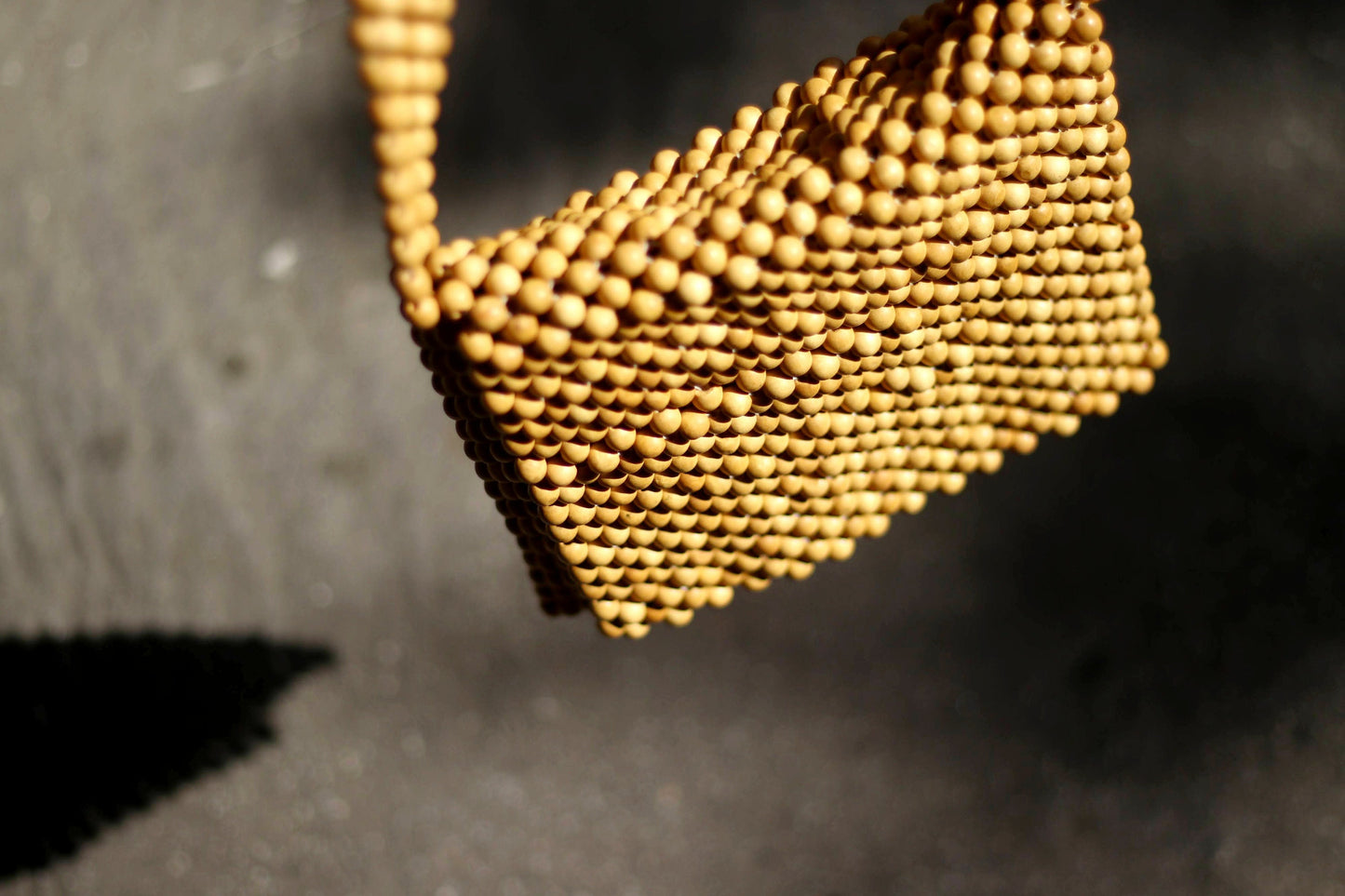 70s Beaded Bag| Vintage Brown Boho Crossbody Bag| Women's Minimalist Summer Bag