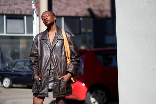 90s Leather Jacket| Vintage Brown Oversized Leather Jacket| Classic Minimalist Leather Jacket