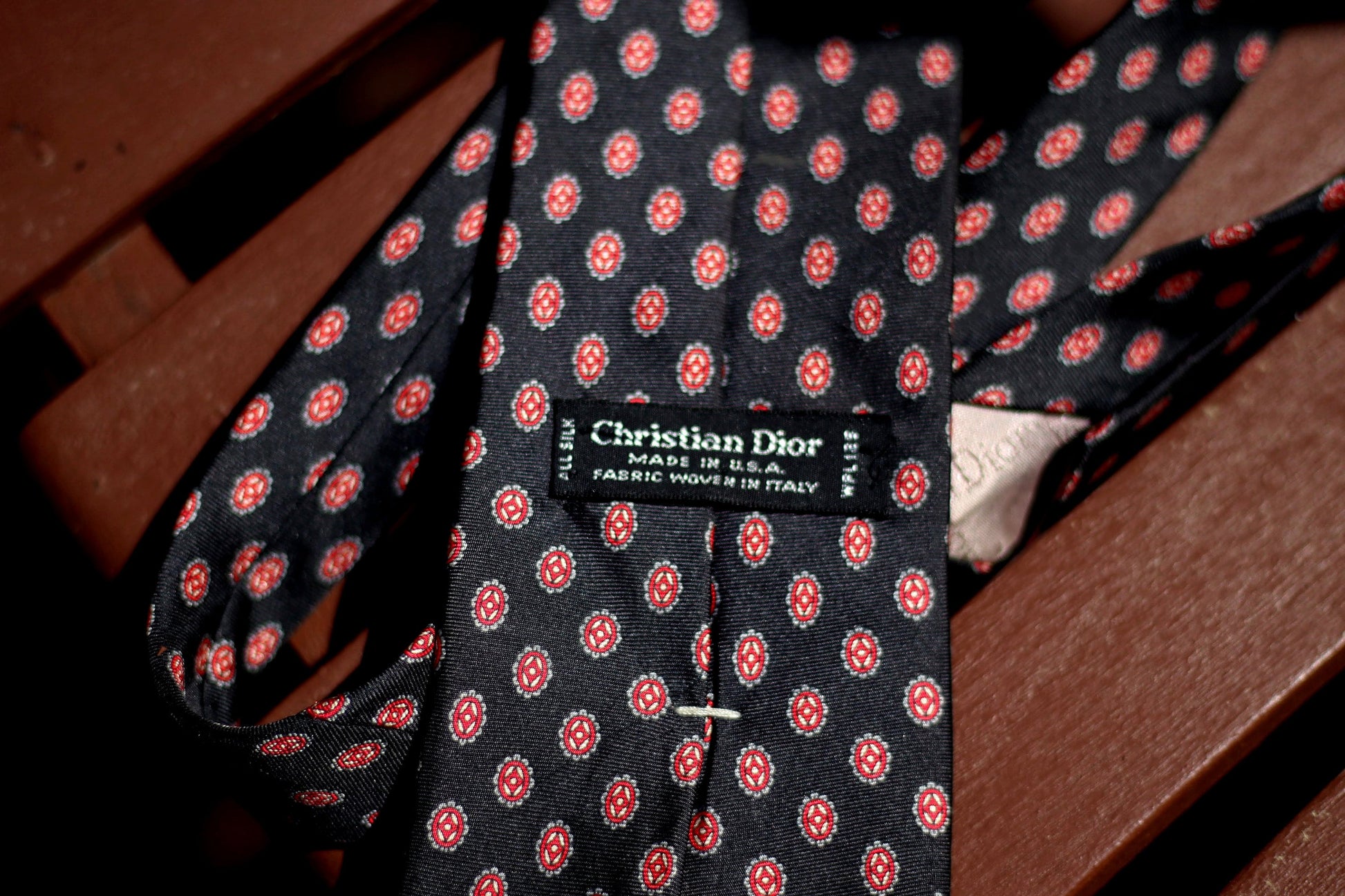 70s Christian Dior Silk Tie | Vintage Heritage necktie in red| Designer Men's Tie| Genderless unisex suit accessory