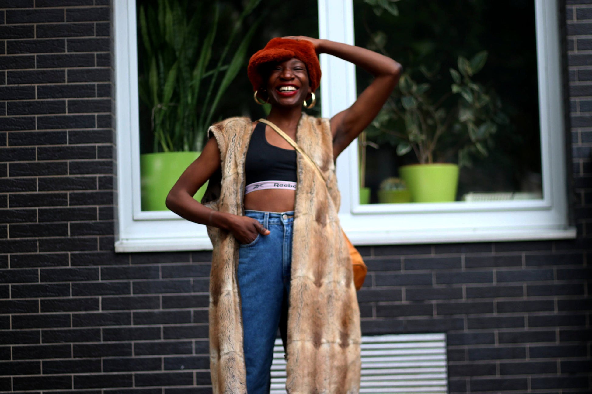 70s Brown Fur Vest| Vintage Women's Bohemian Chic Winter Vest| Minimalist Textured Handmade Winter Warmer