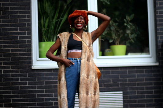 70s Brown Fur Vest| Vintage Women's Bohemian Chic Winter Vest| Minimalist Textured Handmade Winter Warmer