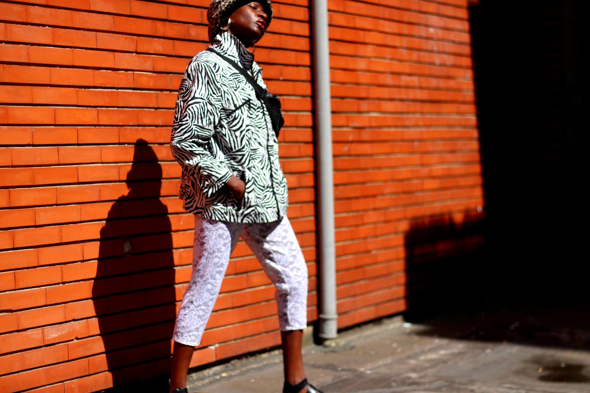 Zebra Print Jacket| 80s Monochrome Women's Lightweight Jacket| Atelier GS Sporty Animal Print Summer Coat| Black & White Zip Up Jacket