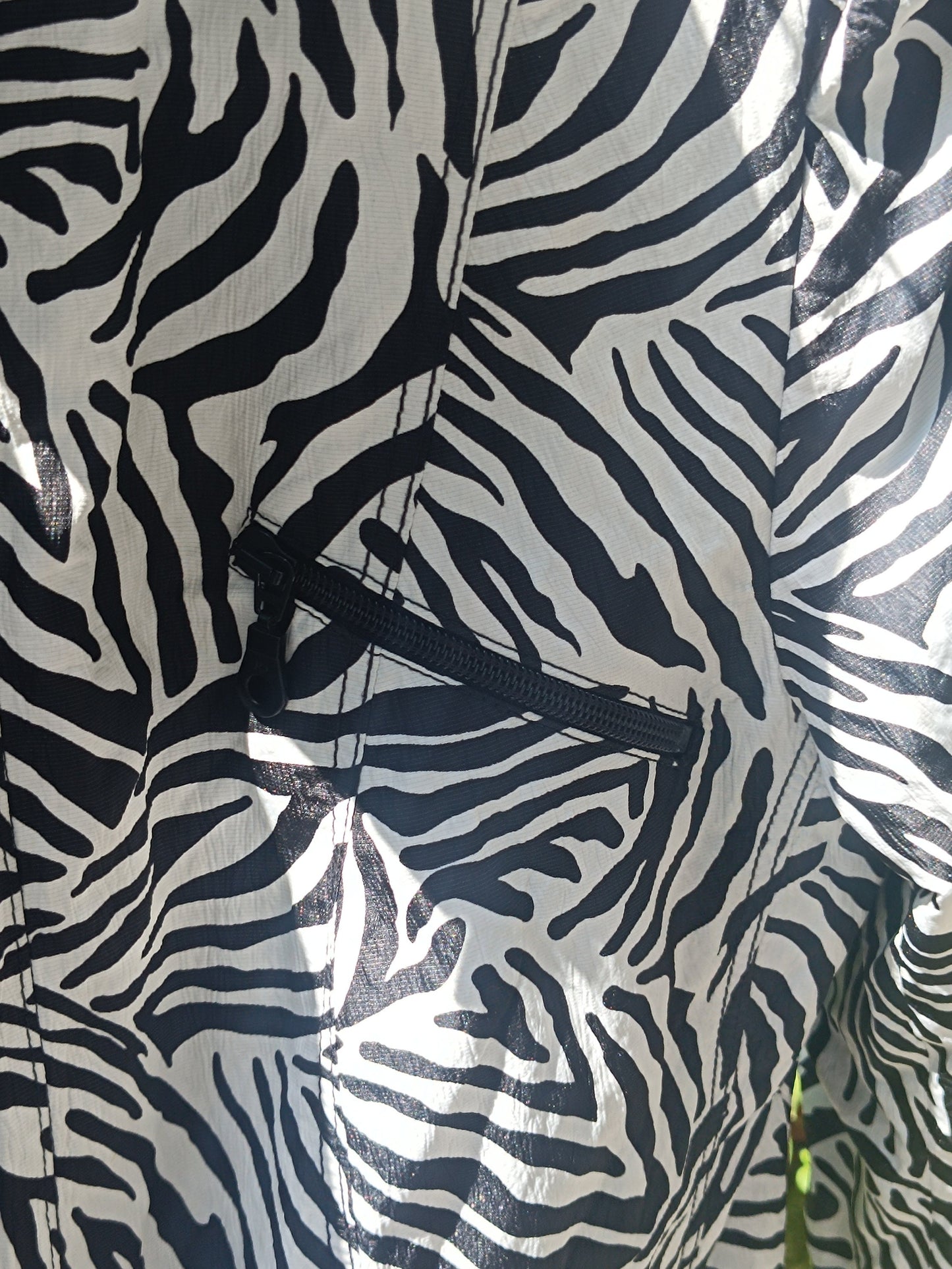 Zebra Print Jacket| 80s Monochrome Women's Lightweight Jacket| Atelier GS Sporty Animal Print Summer Coat| Black & White Zip Up Jacket