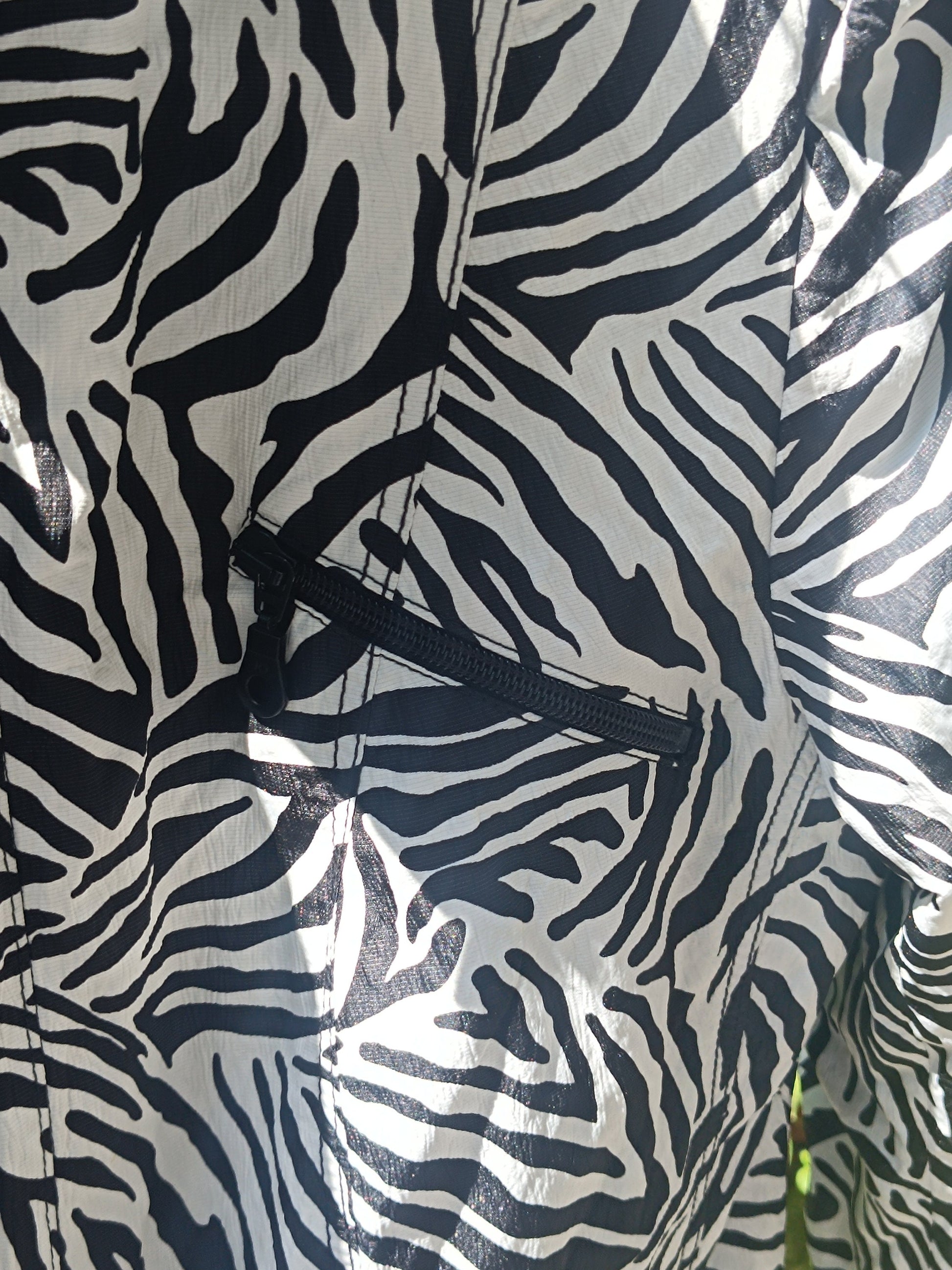 Zebra Print Jacket| 80s Monochrome Women's Lightweight Jacket| Atelier GS Sporty Animal Print Summer Coat| Black & White Zip Up Jacket