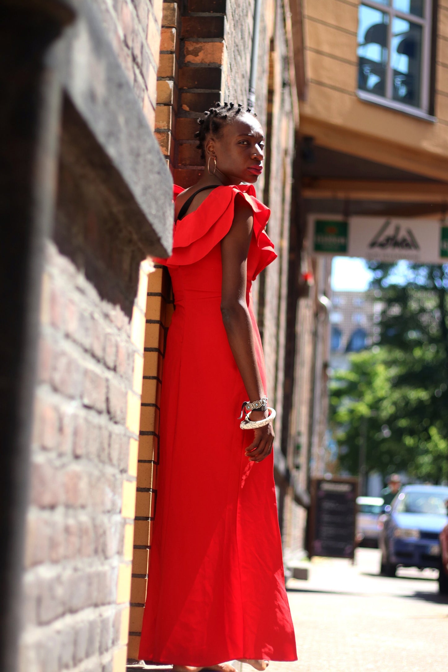 y2k Red Dress| Vintage Glamorous Maxi Dress| Ruffled Womens Evening Gown with Slit Details